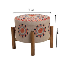 Mandala Design Embroidered Stool | 16x14" | Cotton