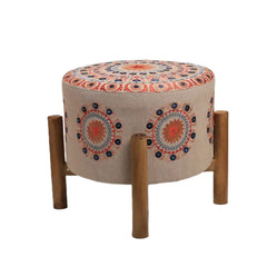 Mandala Design Embroidered Stool | 16x14" | Cotton