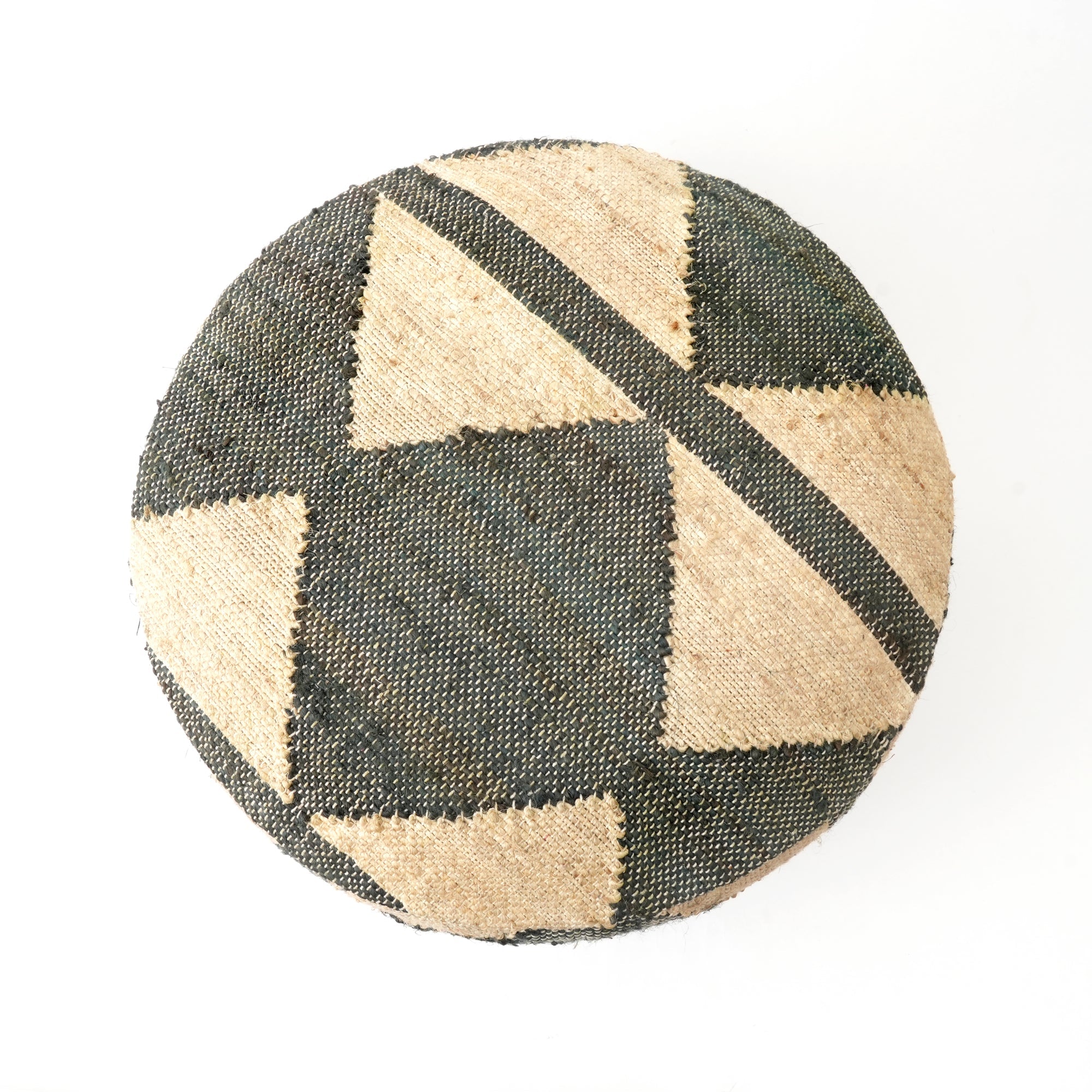 Woven Geometric Pattern Accent Stool | 24x16.5" | Jute Fabric