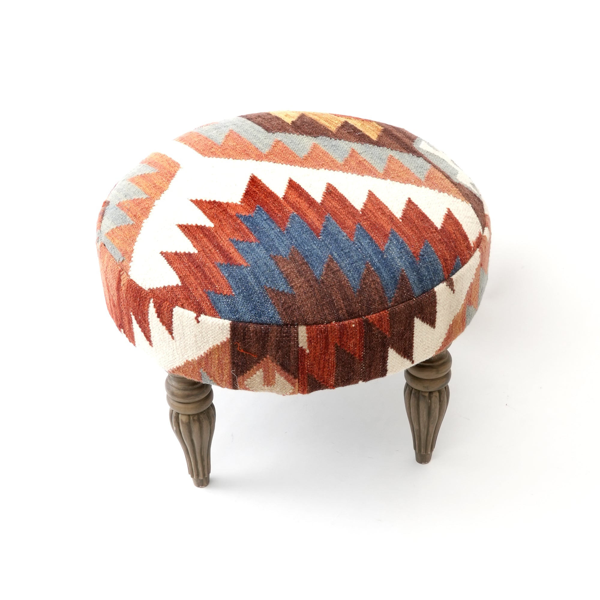 Tribal Kilim Pattern Footstool | 24x16.5" | Jute Fabric