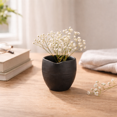 Minimal Black Aluminum Vase | Modern Matte Décor