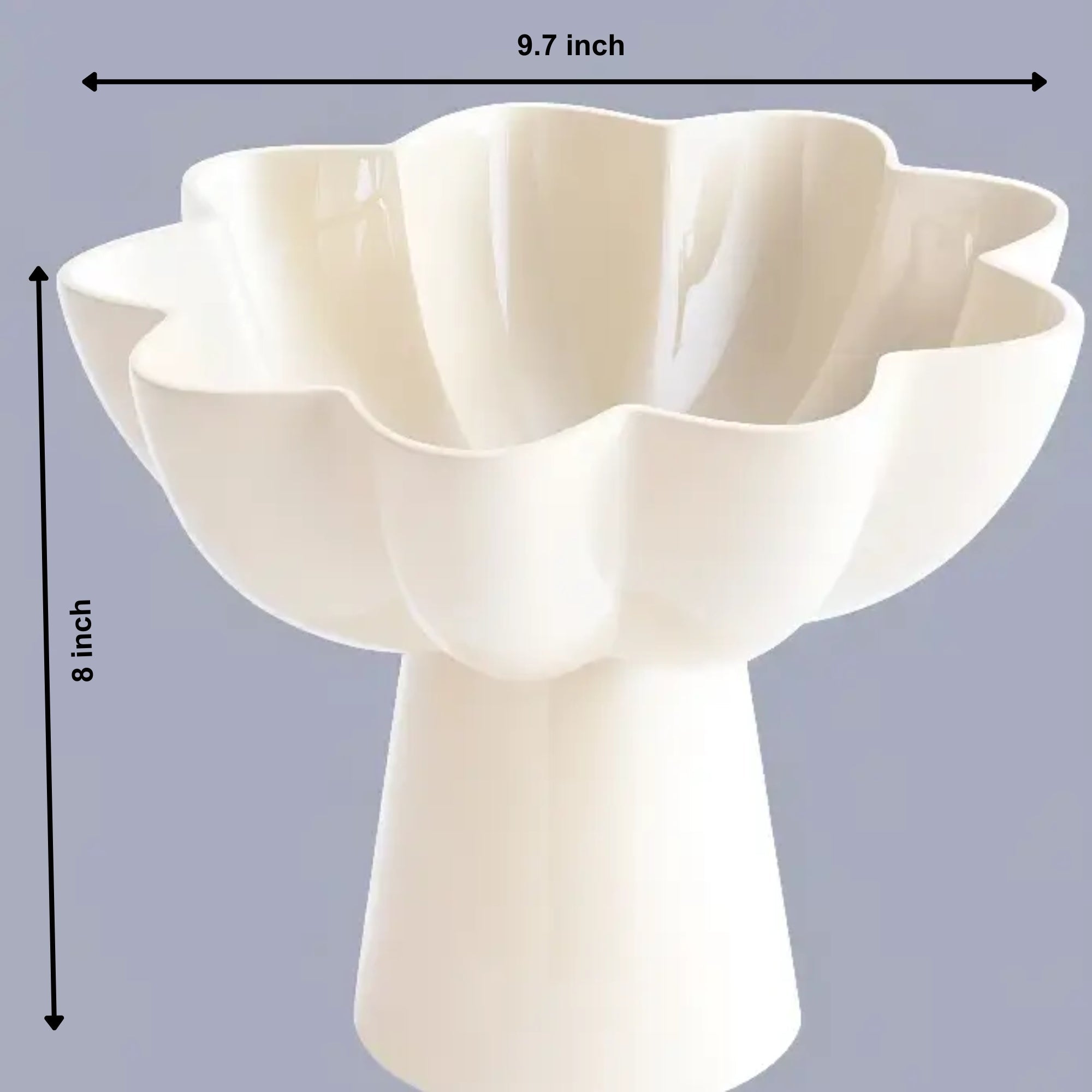 White Pedestal Aluminum Bowl | Modern Sculptural Decor