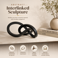 Abstract  Interlinked Sculpture | Black Modern Art Décor