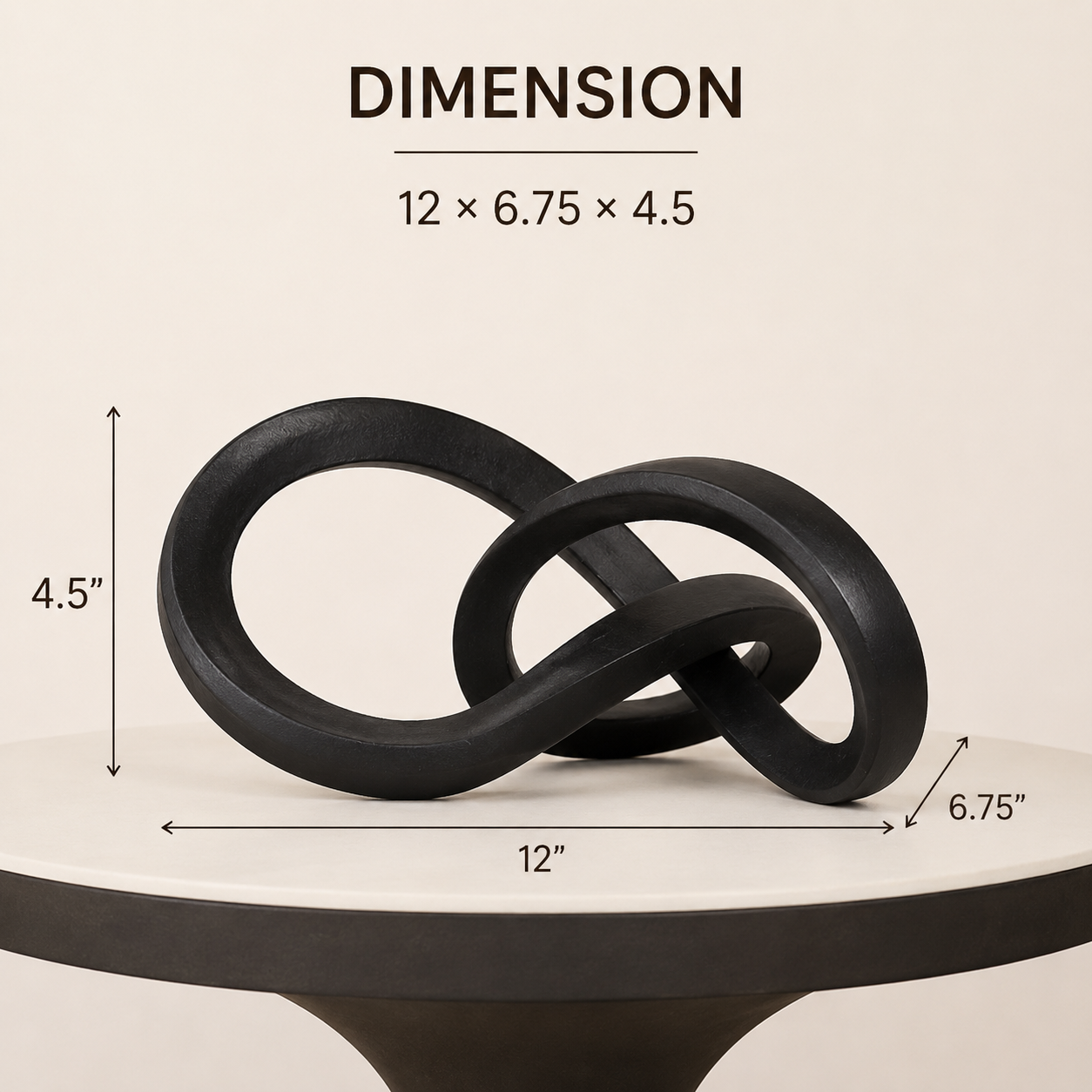 Abstract  Interlinked Sculpture | Black Modern Art Décor