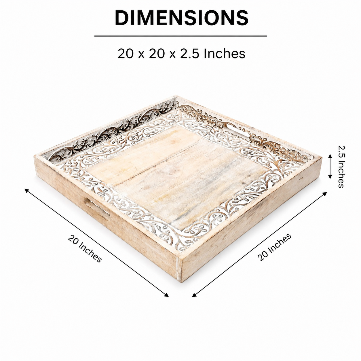 White Vine Tray | Hand-Carved | Mango Wood