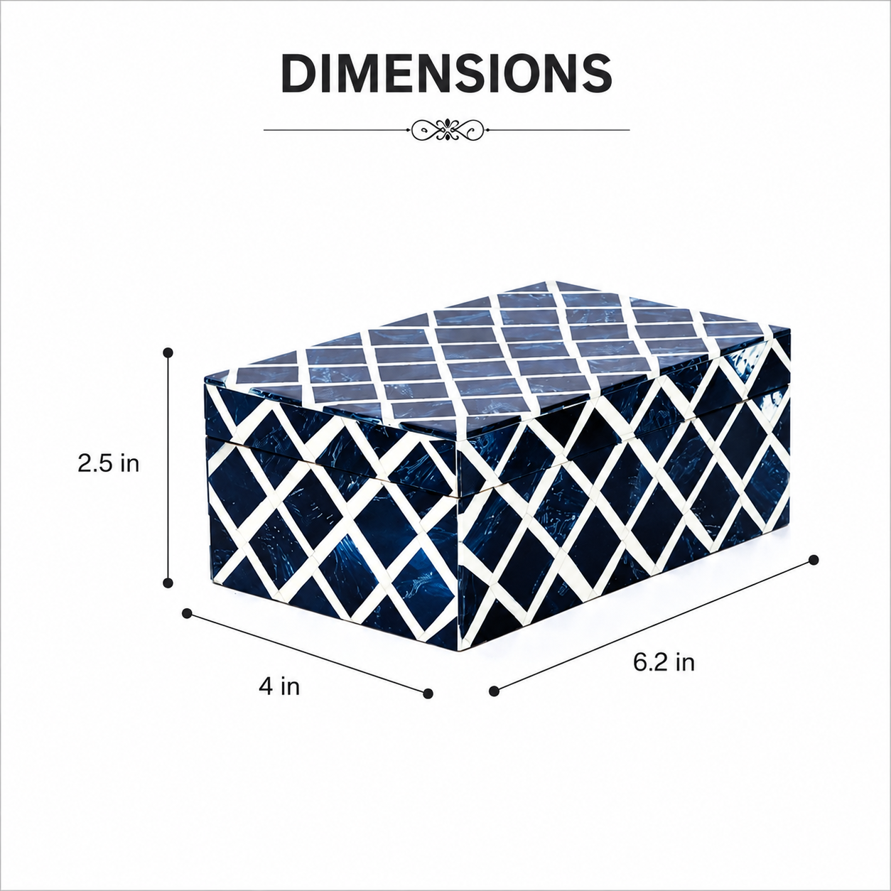 Decorative Box | Resin & Wood | Diamond Pattern Box