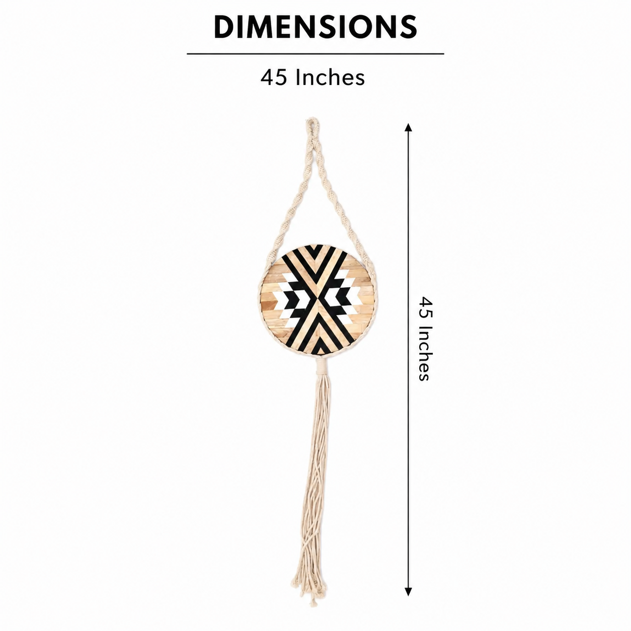 Wood & Rope Wall Hanging | Wood | Rustic Home Decor | 45"