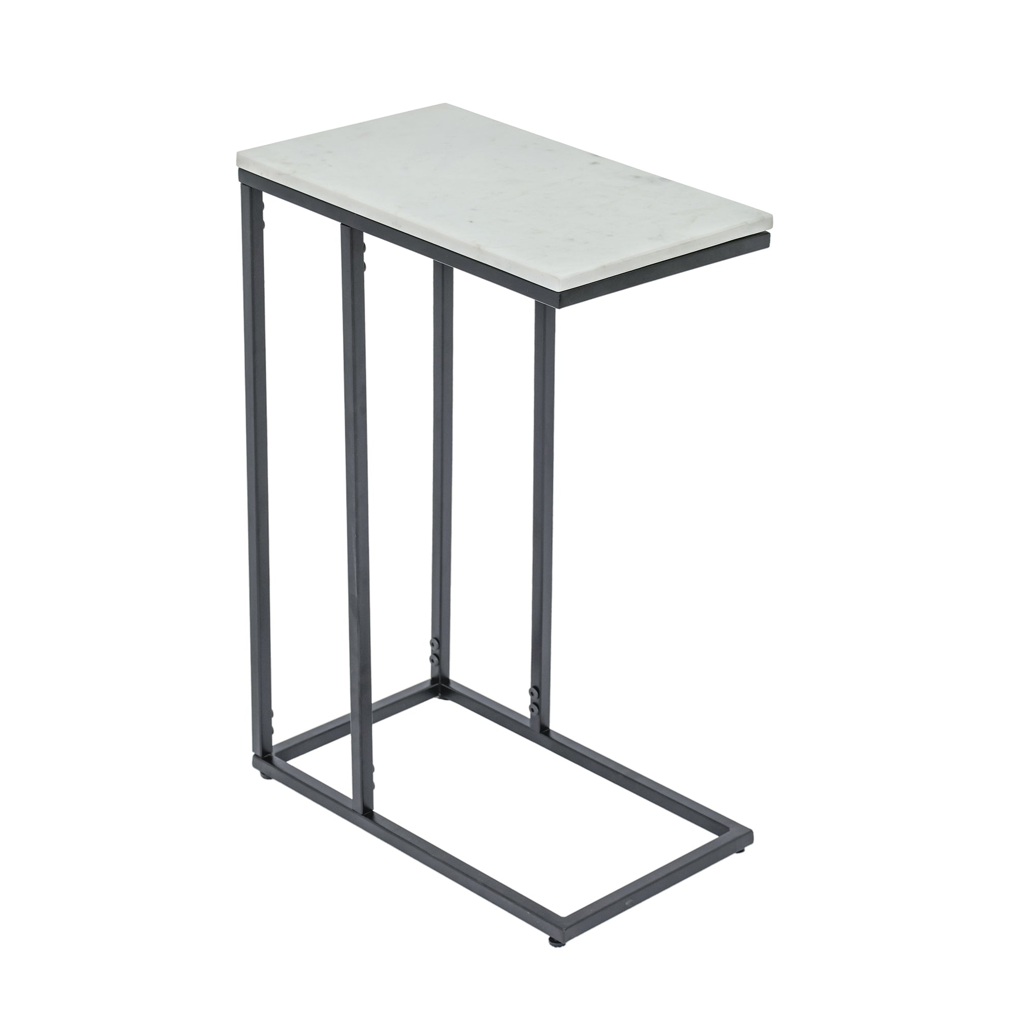 Modern C-Shape Marble Top Side Table | Luxury End Table for Living Room & Bedroom Decor