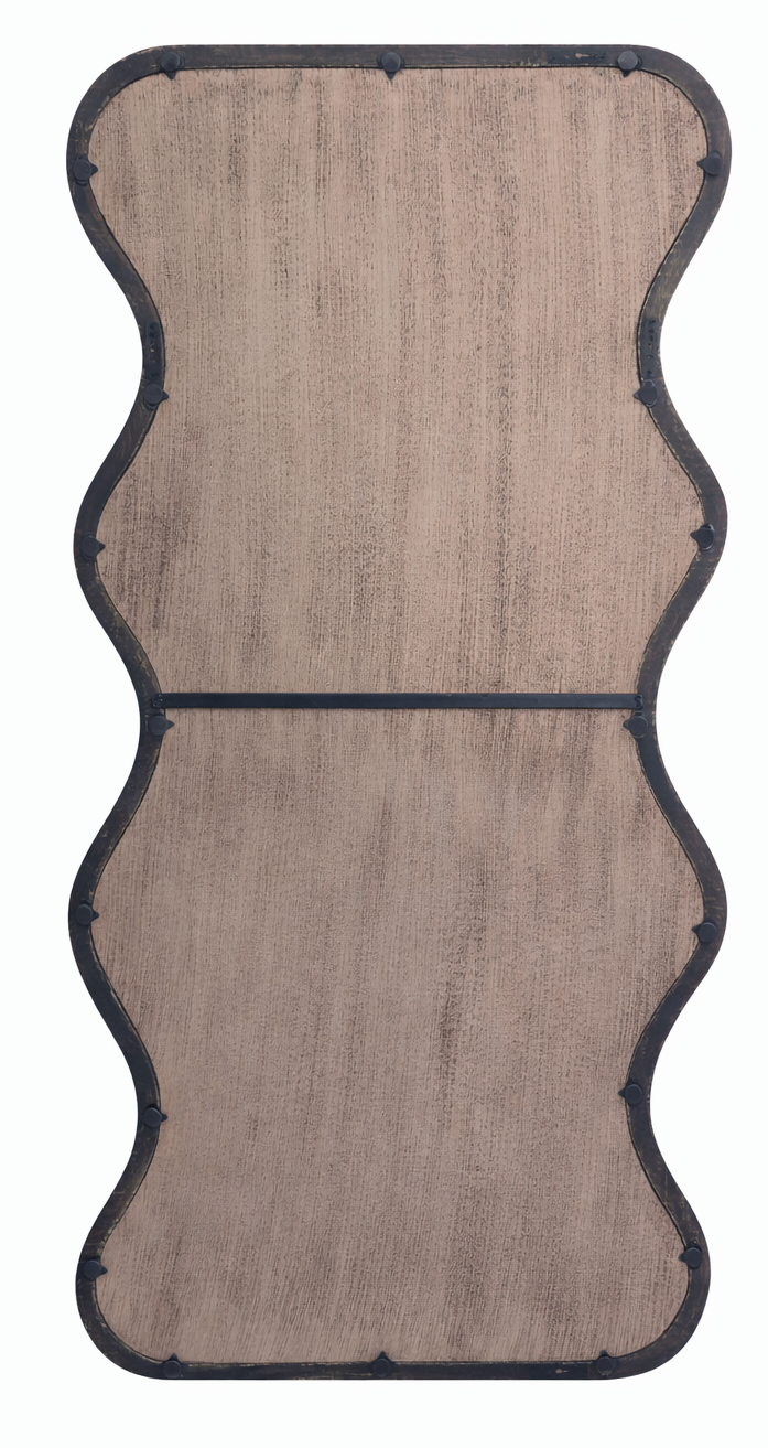 Wavy Full-Length Floor Mirror with Mango Wood Frame, 36x72"