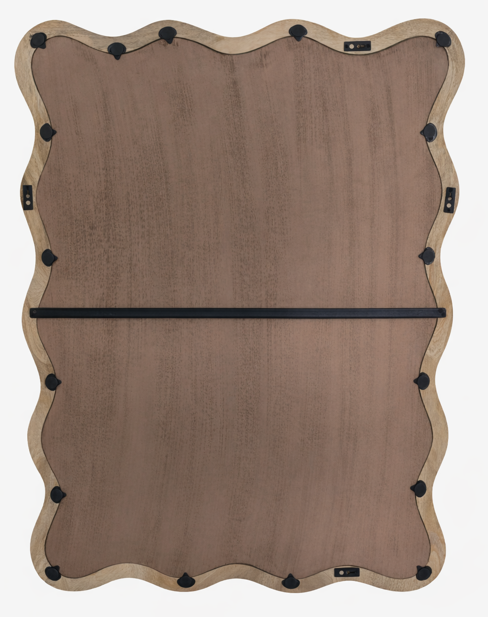 Decorative Wavy Floor Mirror with Mango Wood Frame, 36x48"