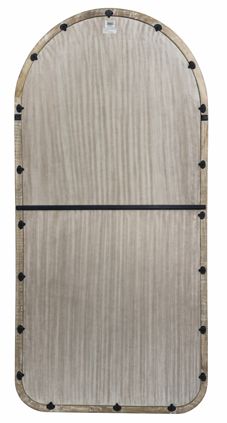 Arched Full Length Floor Mirror with Mango Wood Frame, 36x72"