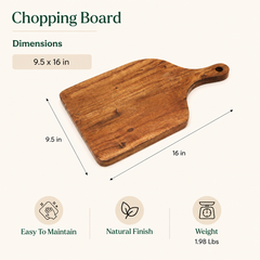 Acacia Wood Cutting Board with Handle, Wooden Chopping Board
