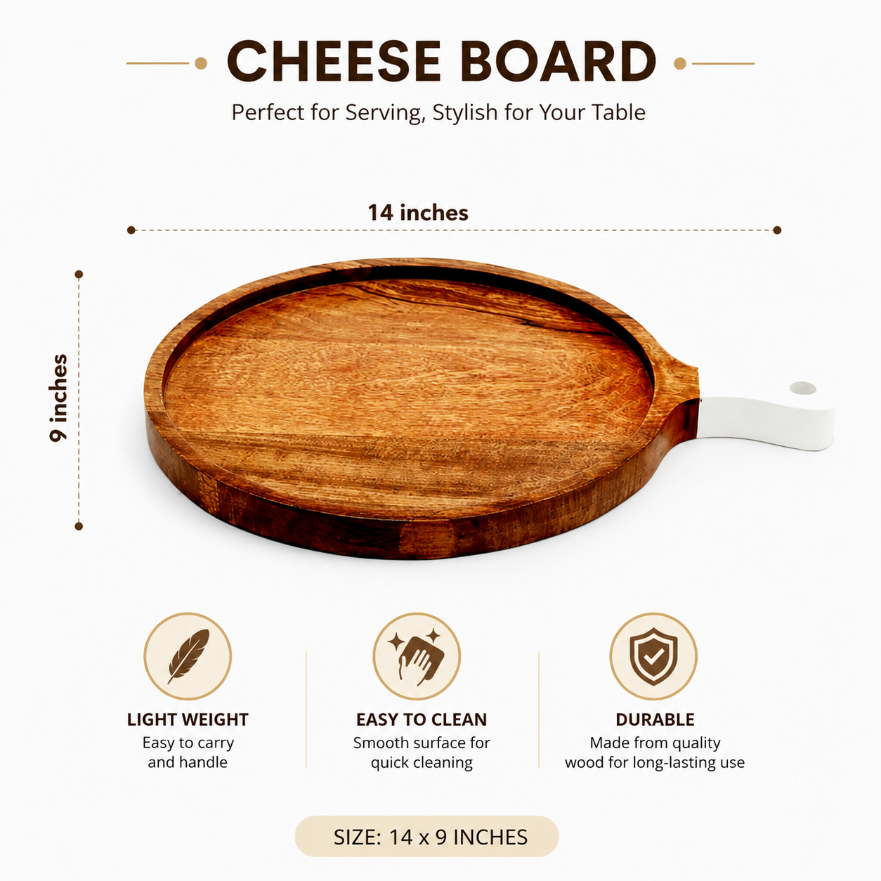 Handcrafted Wooden Cheese Board | Rustic Kitchen Serving Tray