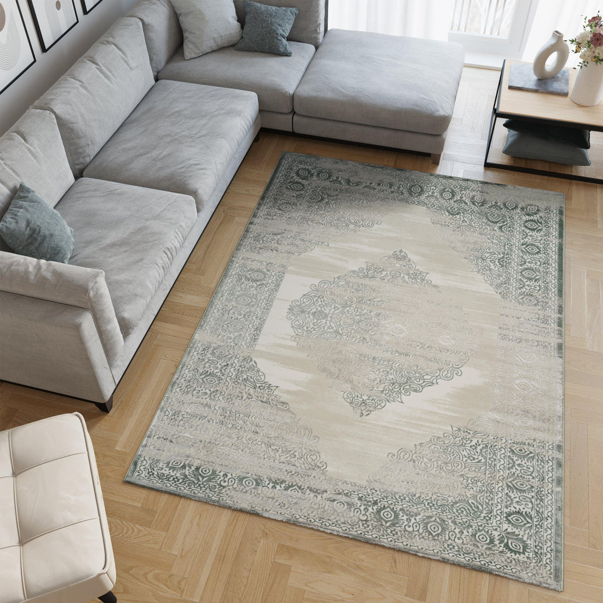 Viana 6772 Area Rug White/Green