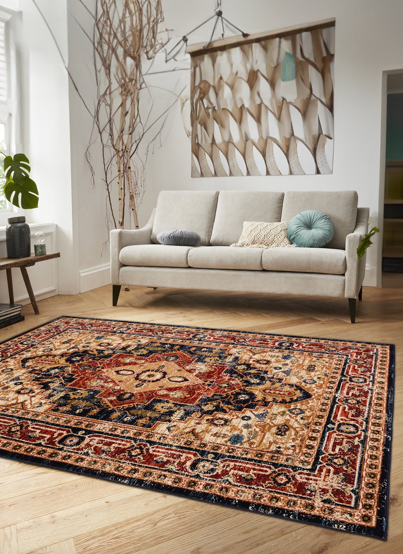 Mongolia 6083B Area Rug Navy/Navy