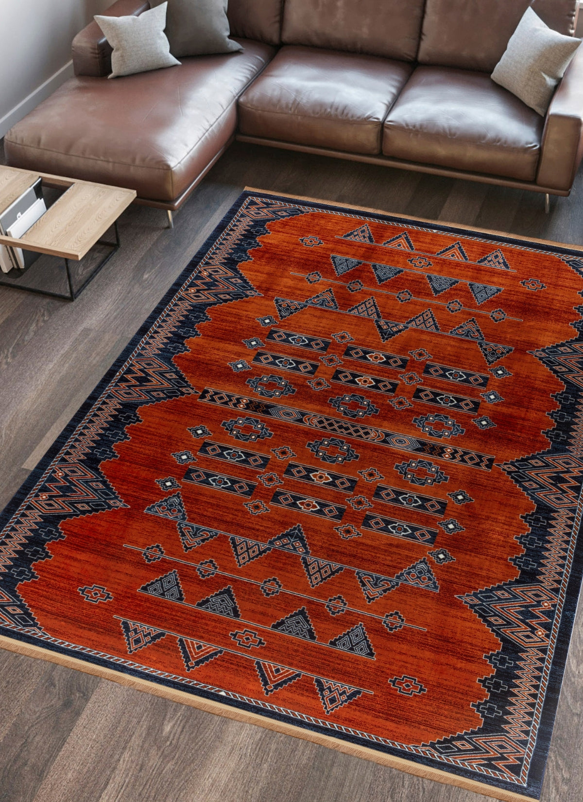 Traditional Tribal Southwestern Geometric Rose Area Rug & Runner – E927A Rose