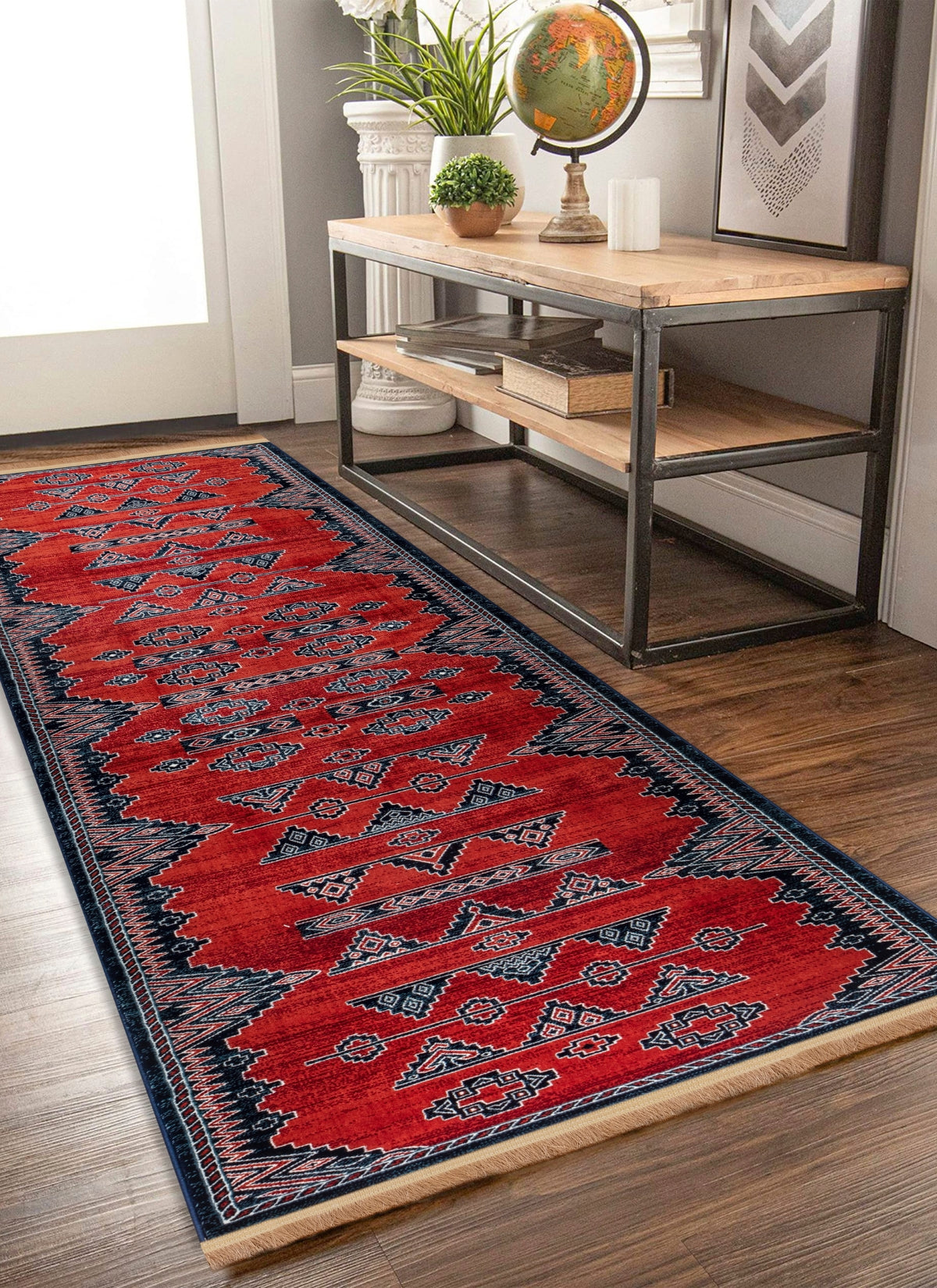 Traditional Tribal Southwestern Geometric Rose Area Rug & Runner – E927A Rose