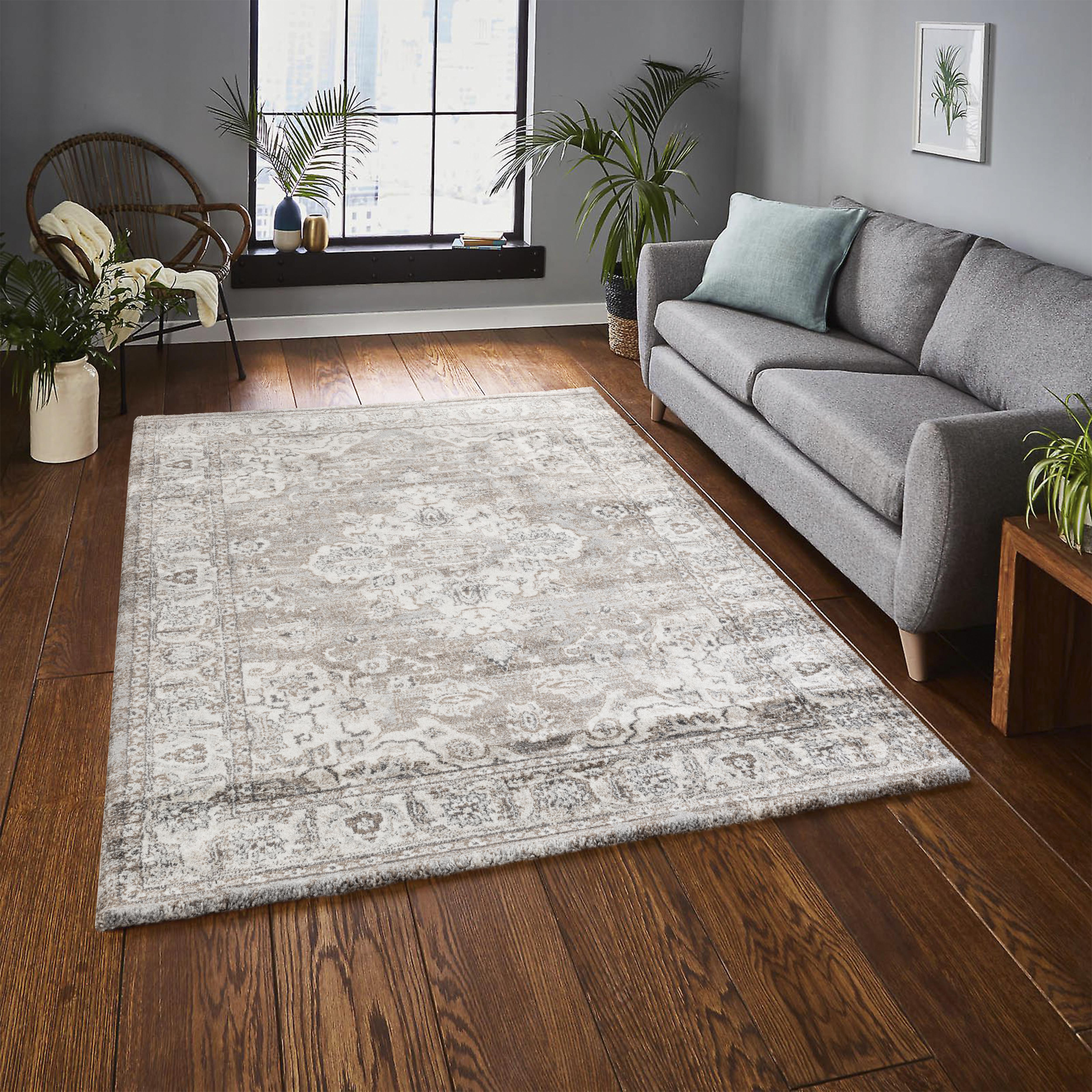 Traditional Vintage Oriental Medallion Beige Area Rug & Runner – A859A Beige/Beige