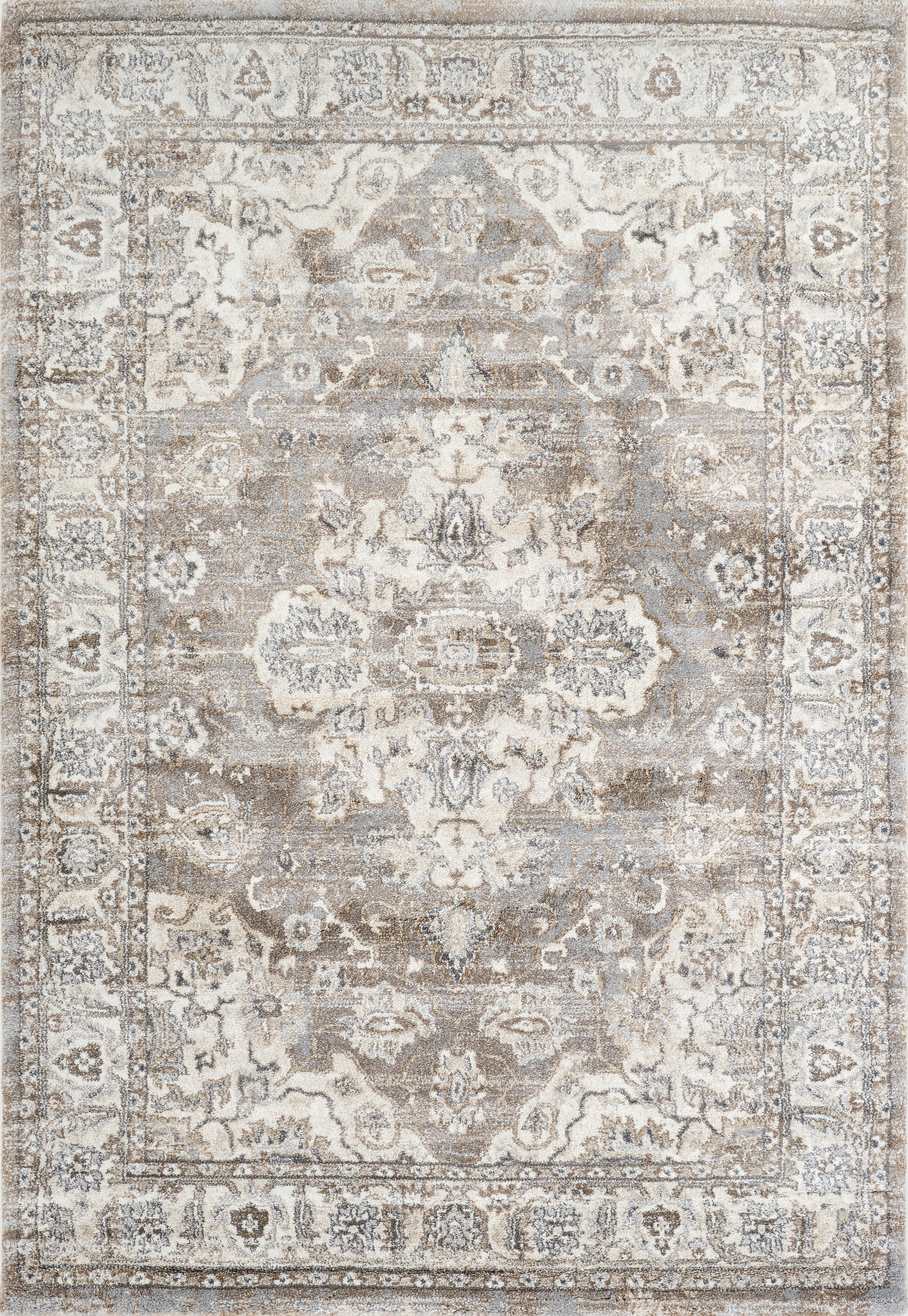 Traditional Vintage Oriental Medallion Beige Area Rug & Runner – A859A Beige/Beige