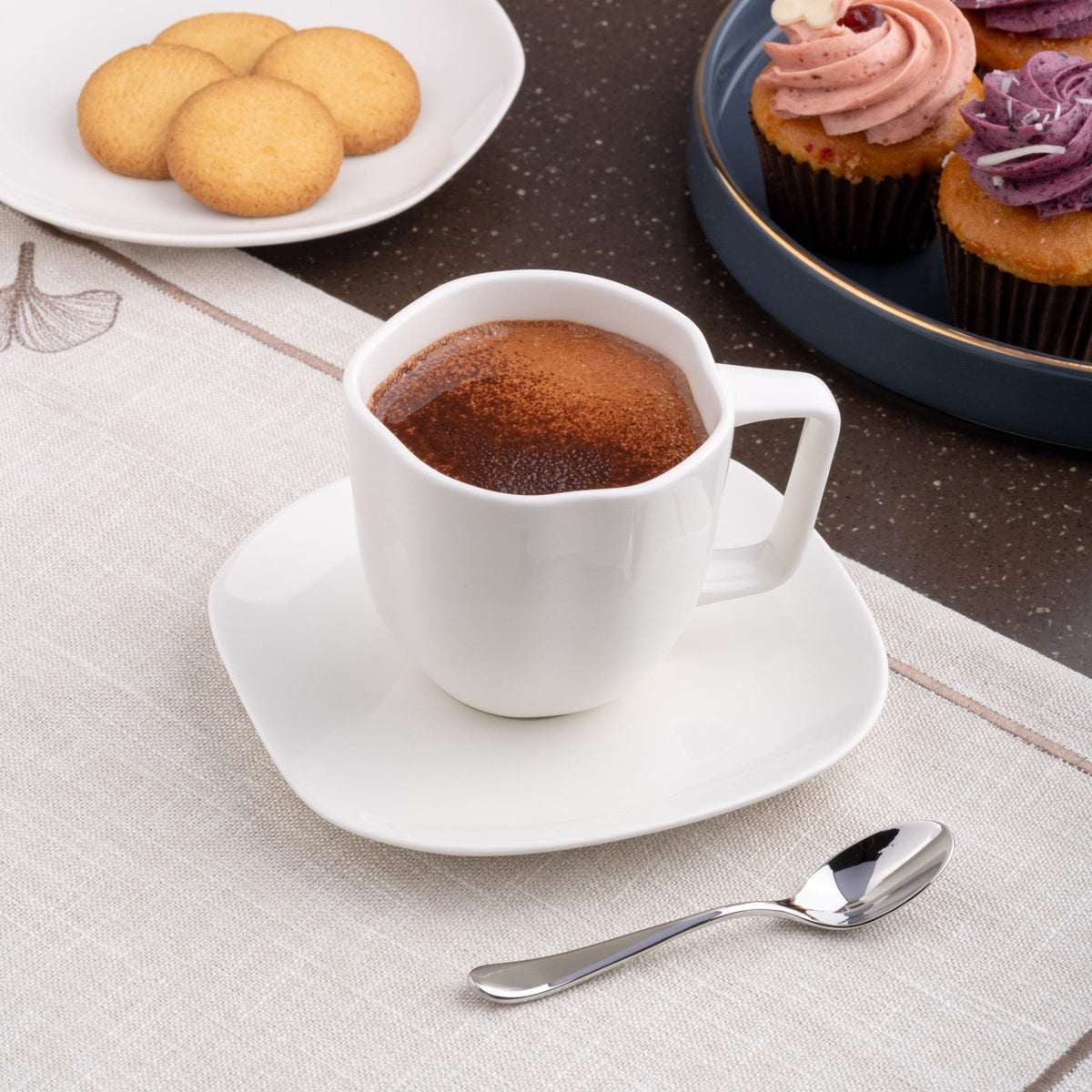 Porcelain Saucer | Uneven Shape | Set Of 12
