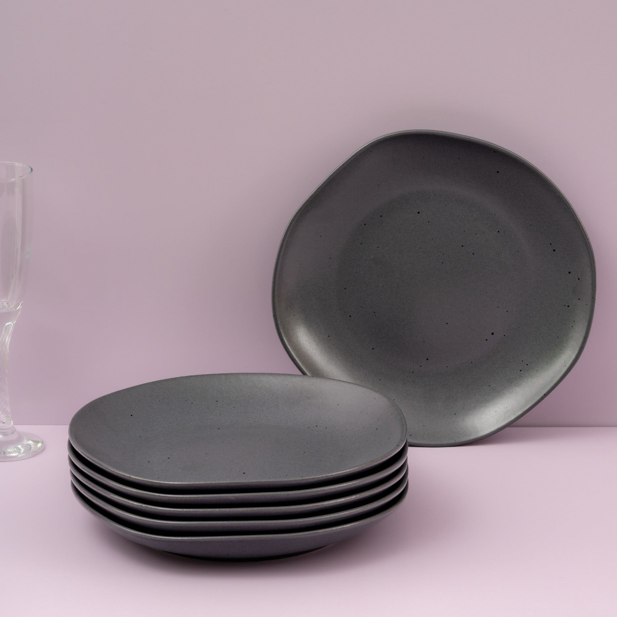Porcelain Deep Dinner Plate | Uneven Shape | Set of 6
