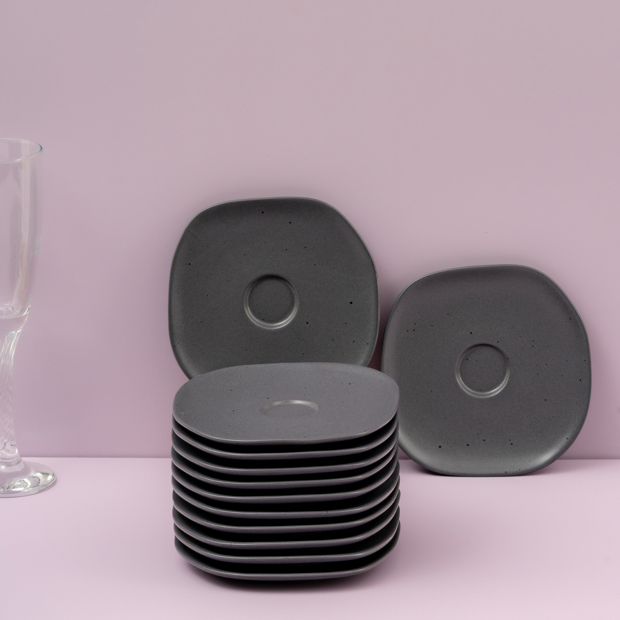 Porcelain Saucer | Uneven Shape | Set Of 12