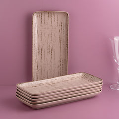 Porcelain Plate | Rectangle Dinner Plate, 14 x 6.5" | 6 Pcs