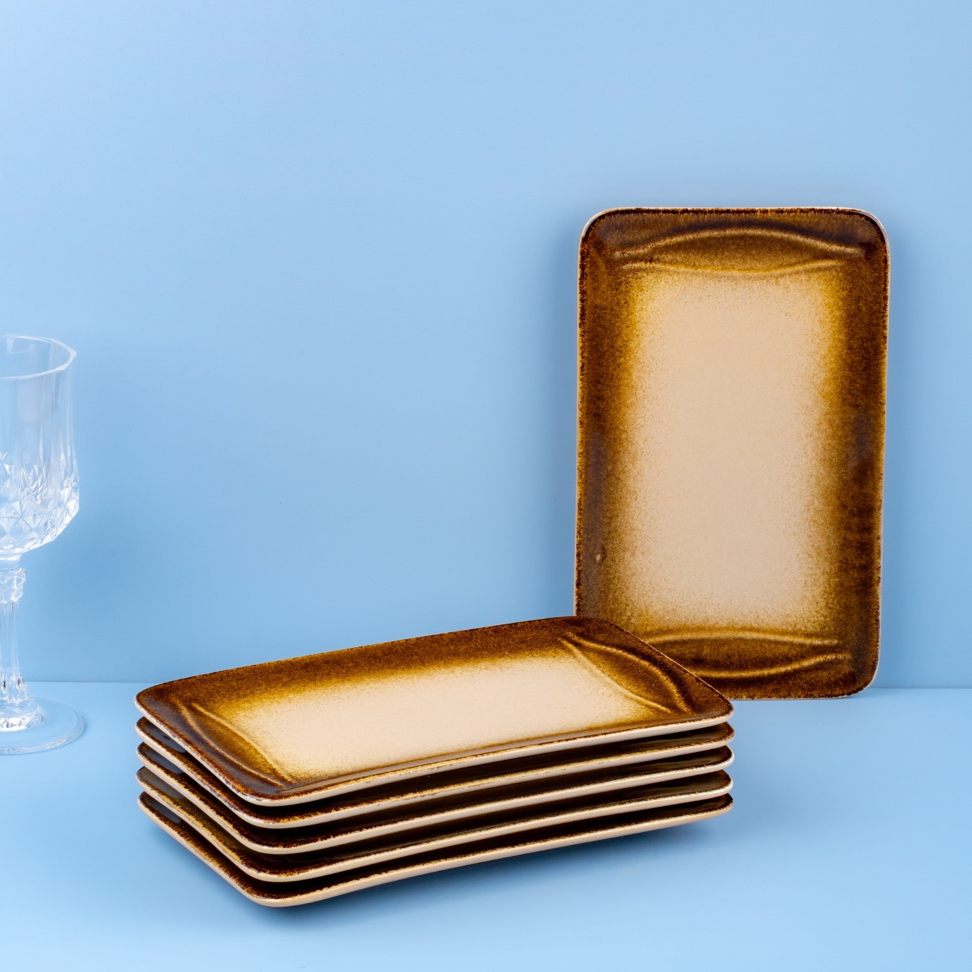 Porcelain Platter | Broad Rectangle Platter | Set of 6