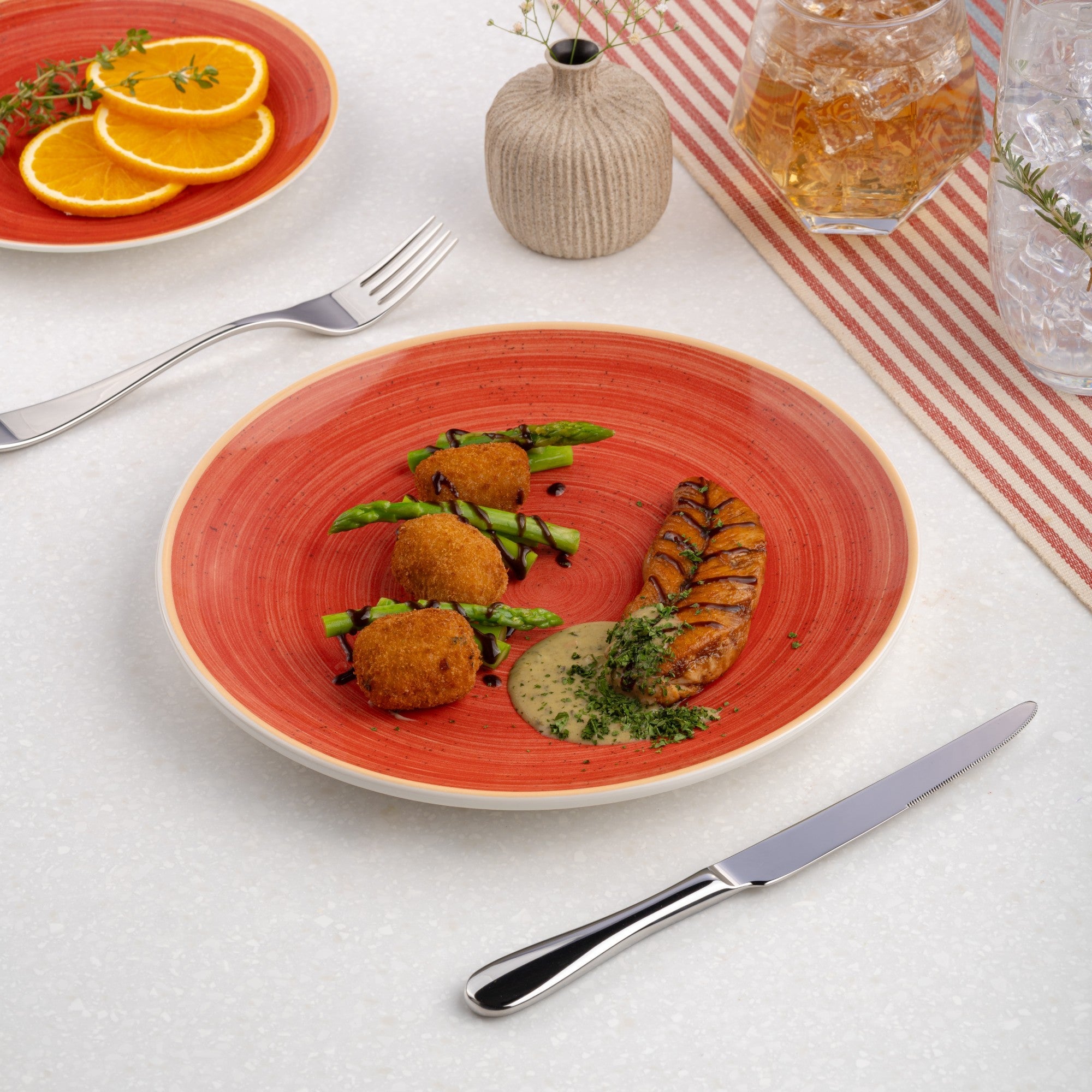 Porcelain Rimless Plate | Vital Coupe Round Plate, Set of 6