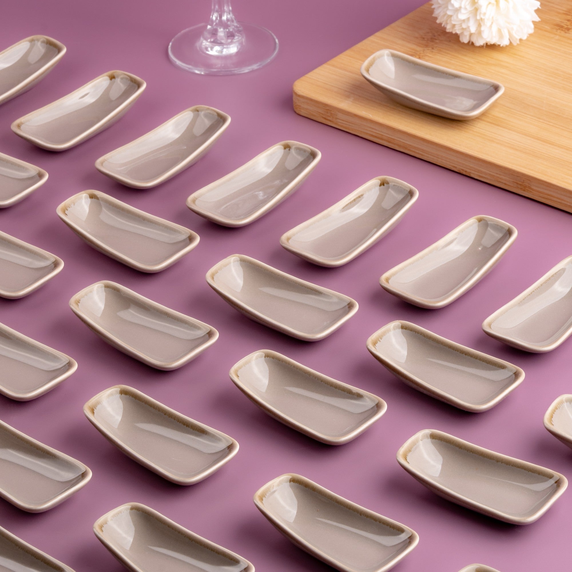 Porcelain Platter | Vital Rectangle Plate, 3.1x1.7" | 24 Pcs