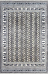 Traditional Bokhara Persian All-Over Bordered Grey Area Rug & Runner – C669B Grey