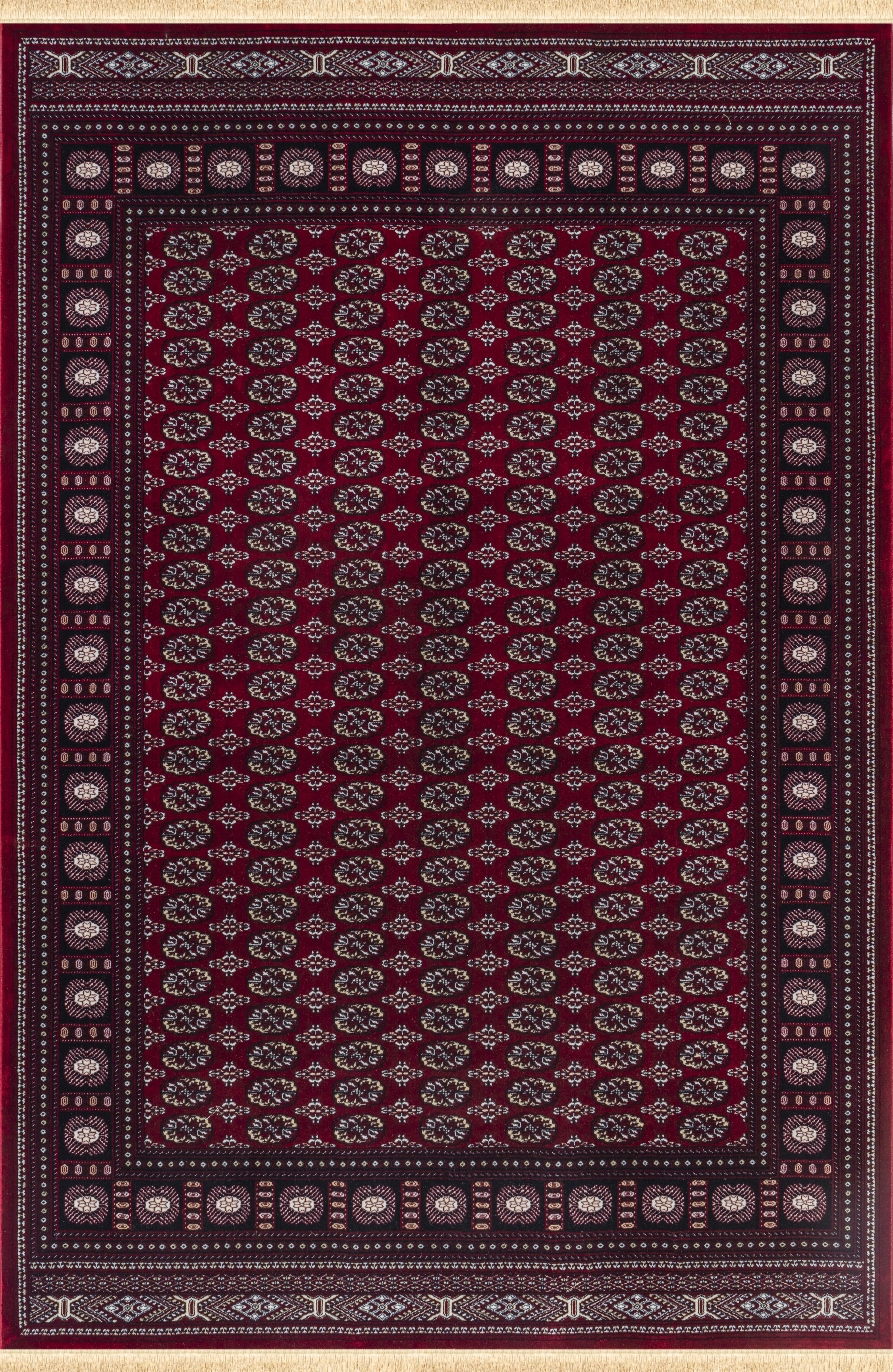 Sultan C669B Red traditional area rug top view with ornate allover pattern and border