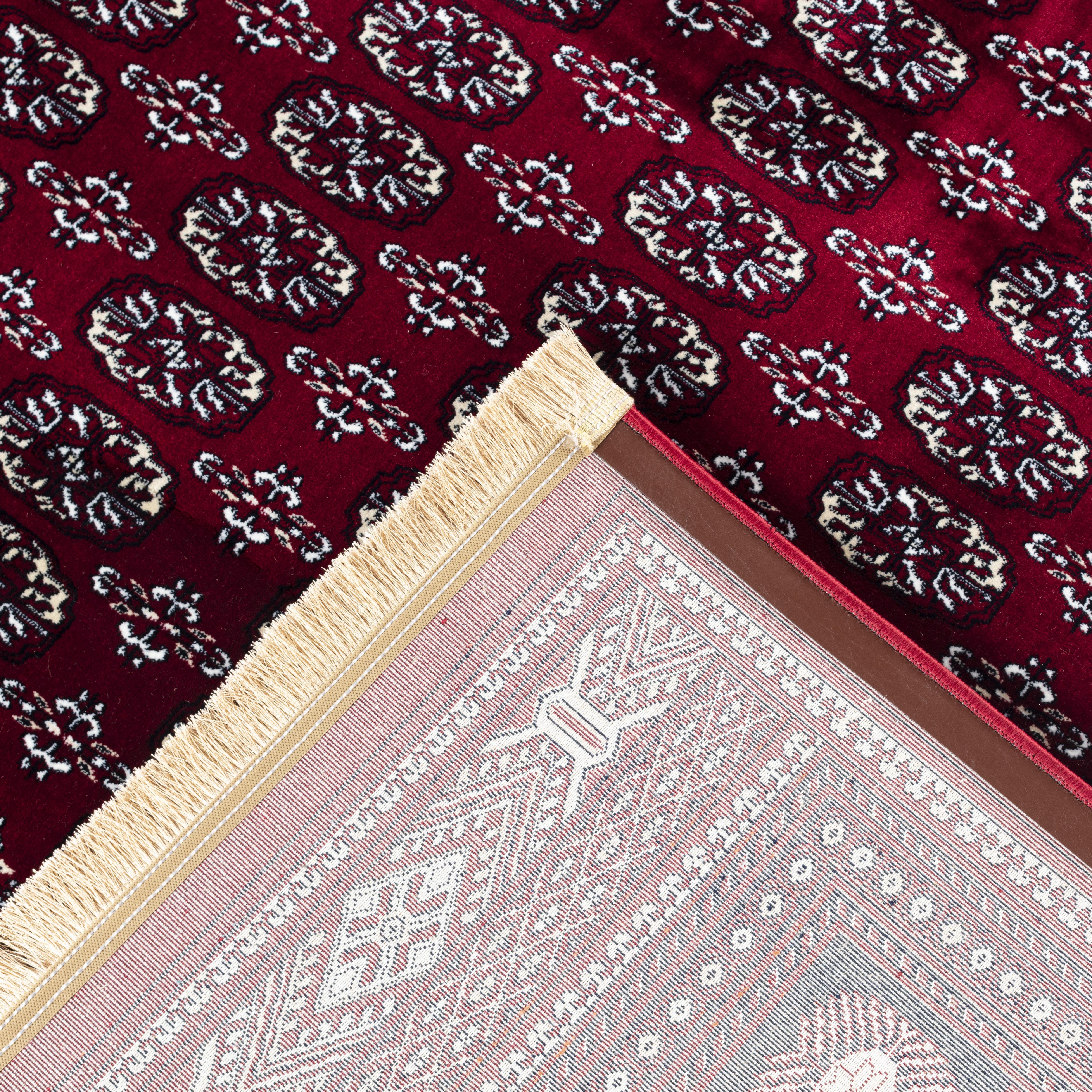 Sultan C669B Red plush rug detail with classical Oriental border design
