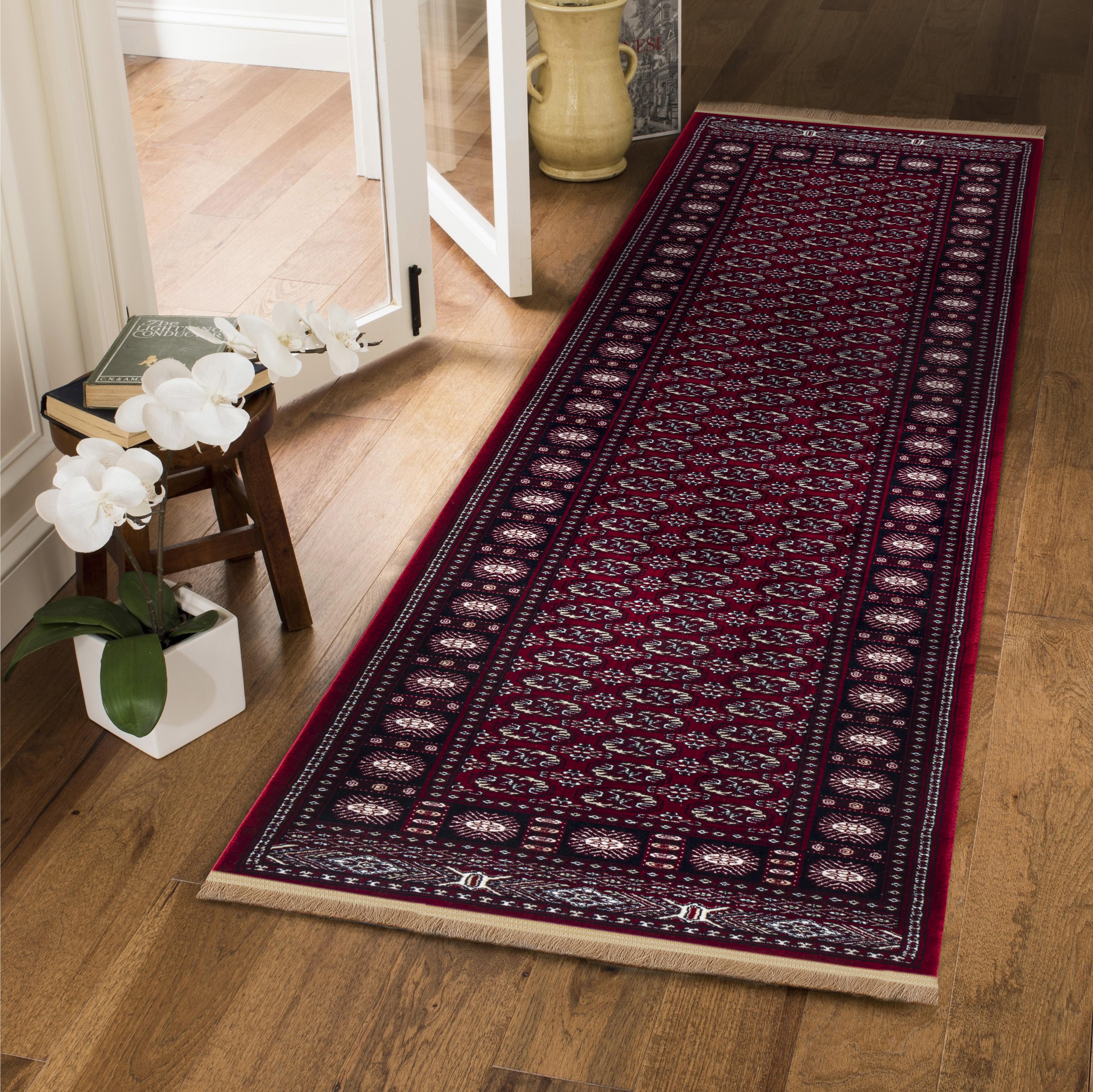 Sultan C669B Red runner rug styled in a hallway or narrow space
