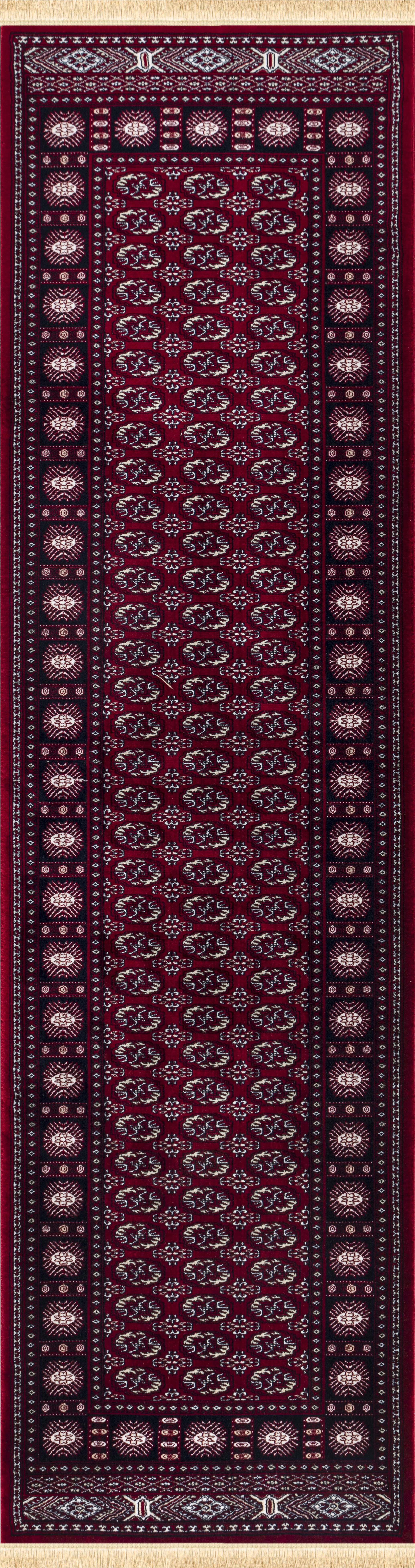 Sultan C669B Red runner rug top view with traditional allover pattern