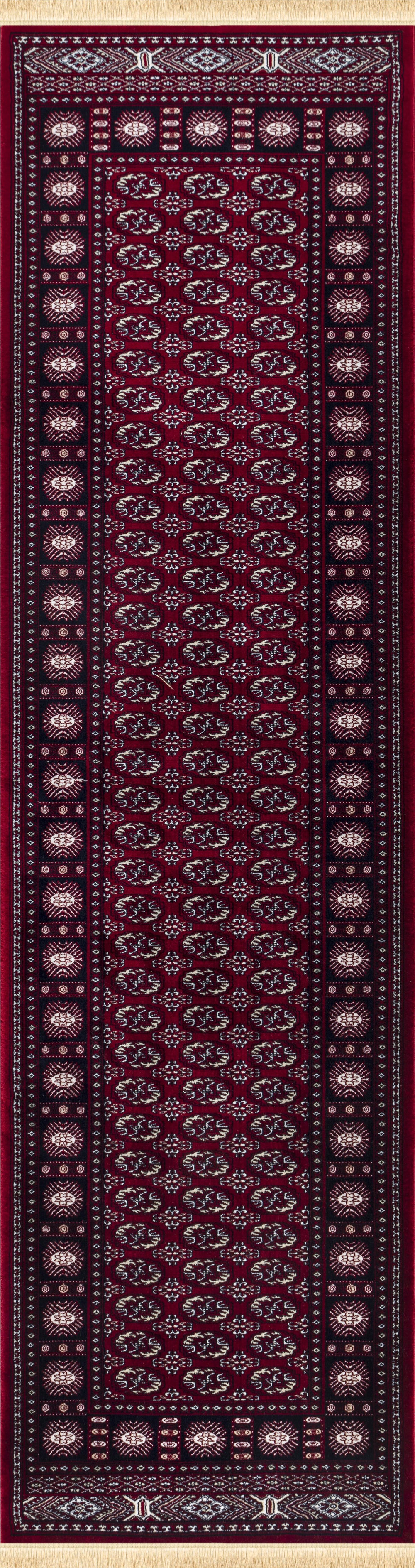 Sultan C669B Red runner rug top view with traditional allover pattern