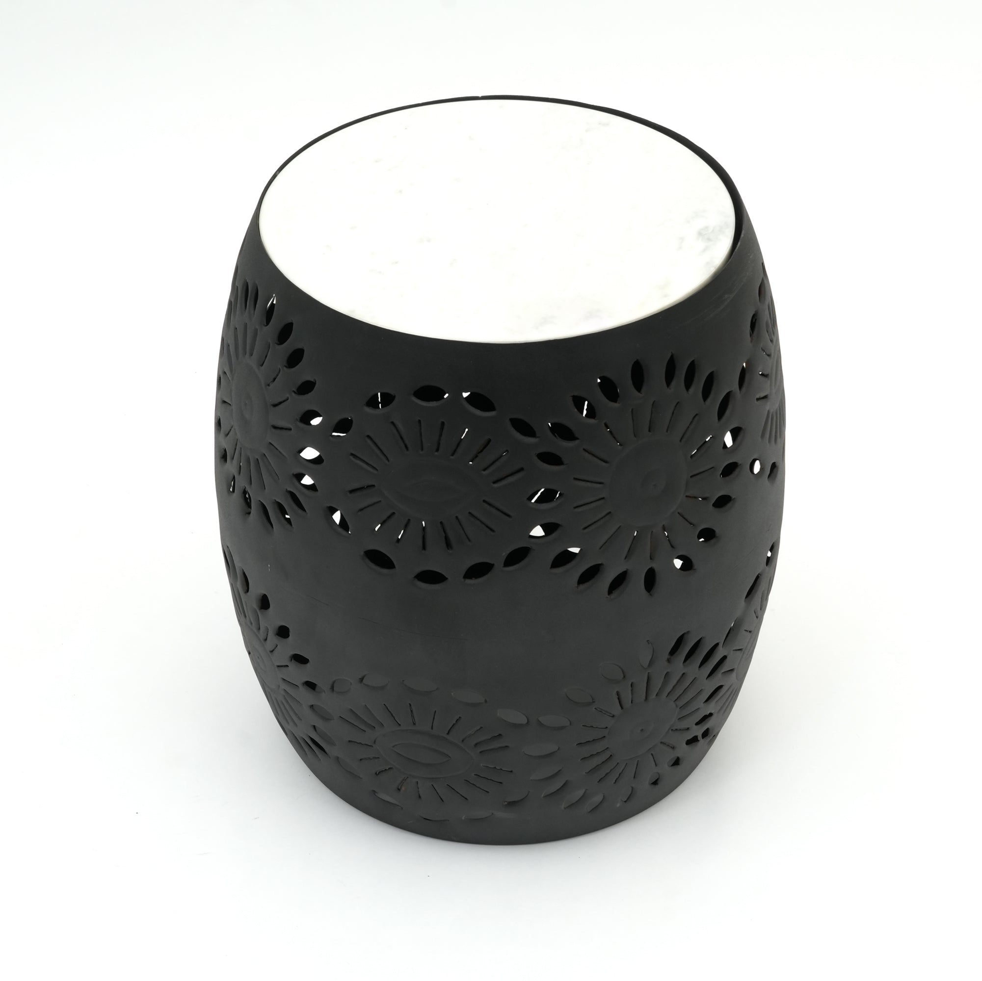 Side Table | White Marble Top | Black Metal Frame | Modern Living Room Furniture