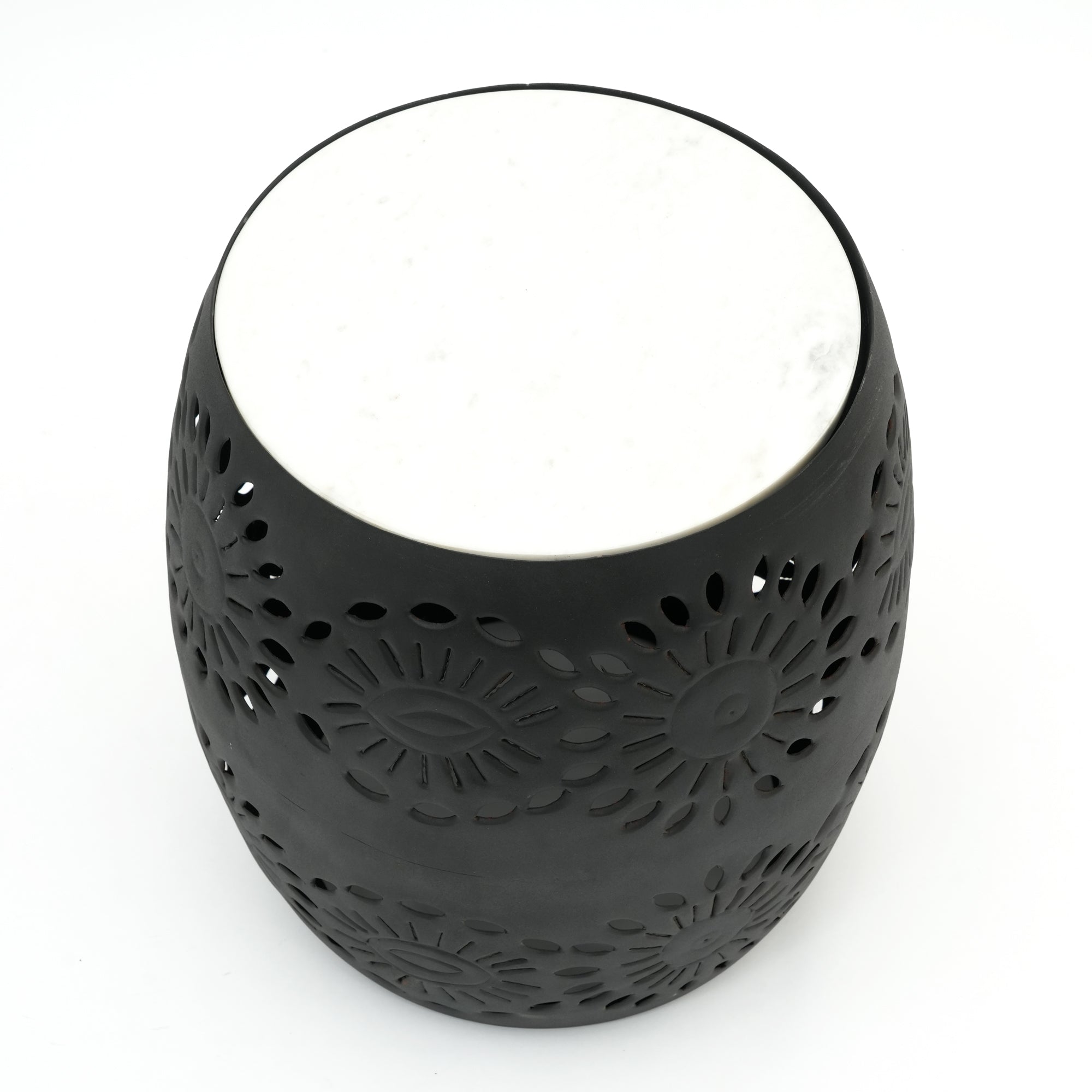 Side Table | White Marble Top | Black Metal Frame | Modern Living Room Furniture