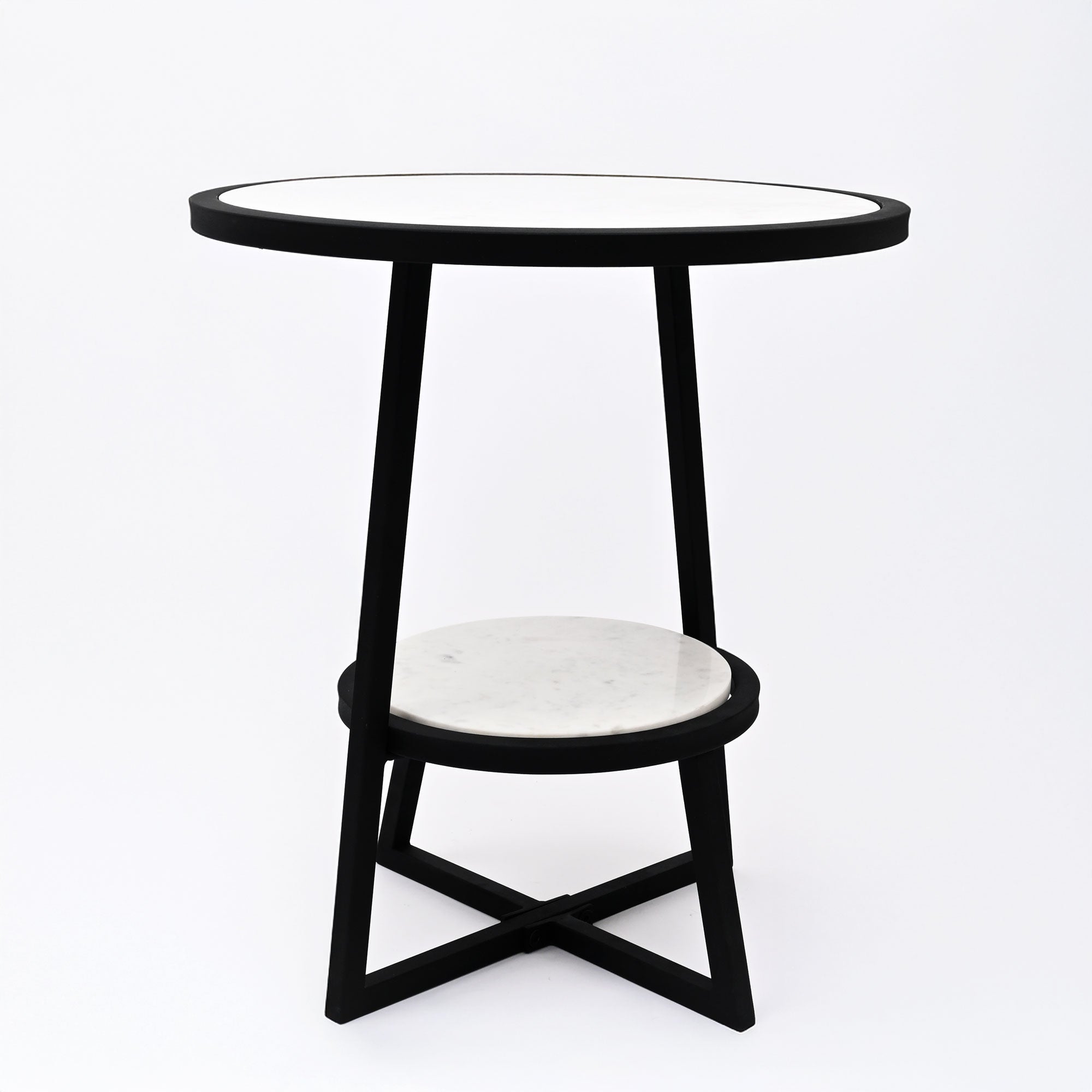 End Table | White Marble Top Side Table | Black Metal Frame | Modern Living Room Decor