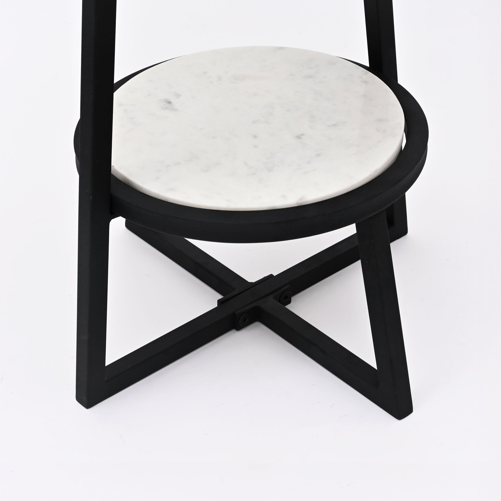 End Table | White Marble Top Side Table | Black Metal Frame | Modern Living Room Decor