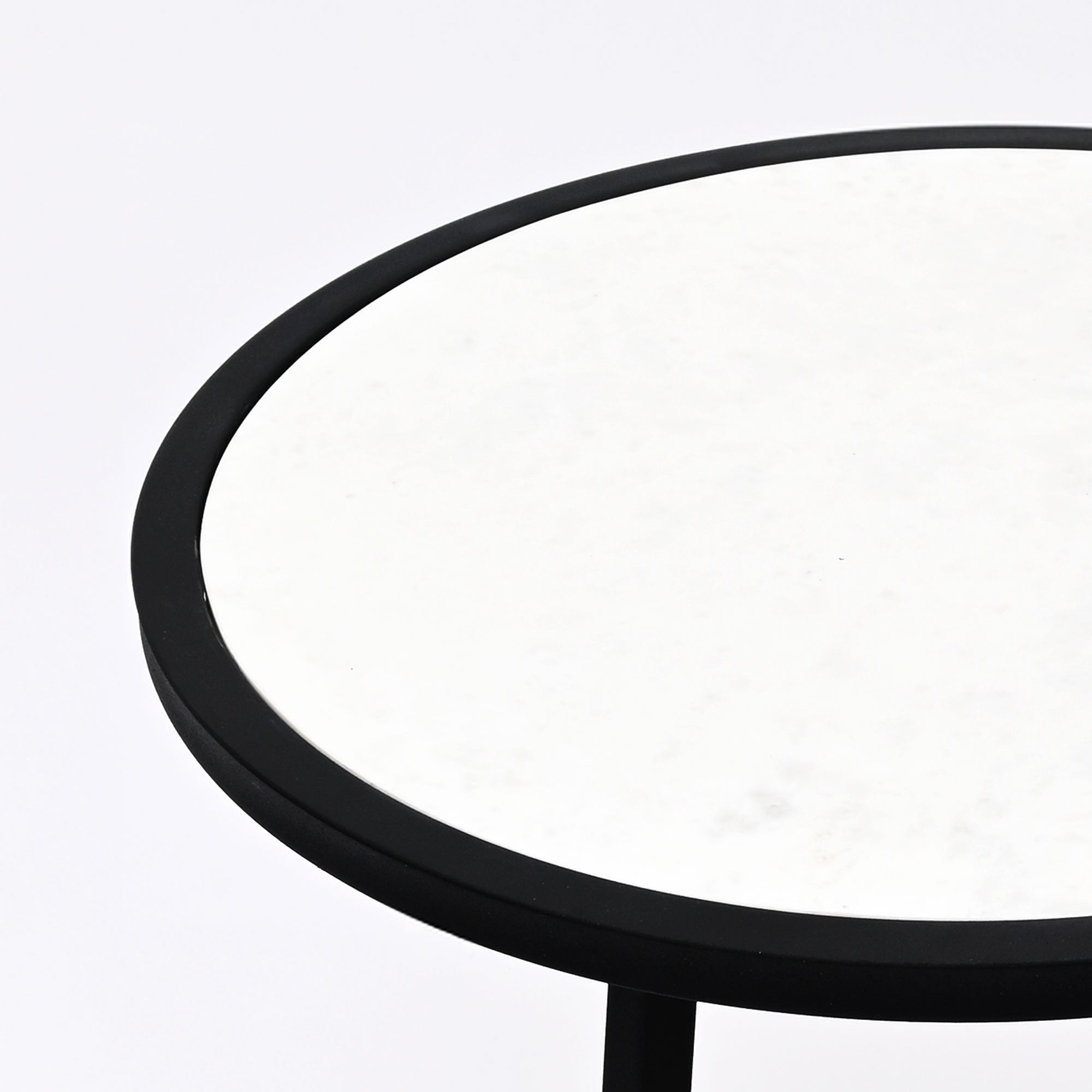 End Table | White Marble Top Side Table | Black Metal Frame | Modern Living Room Decor