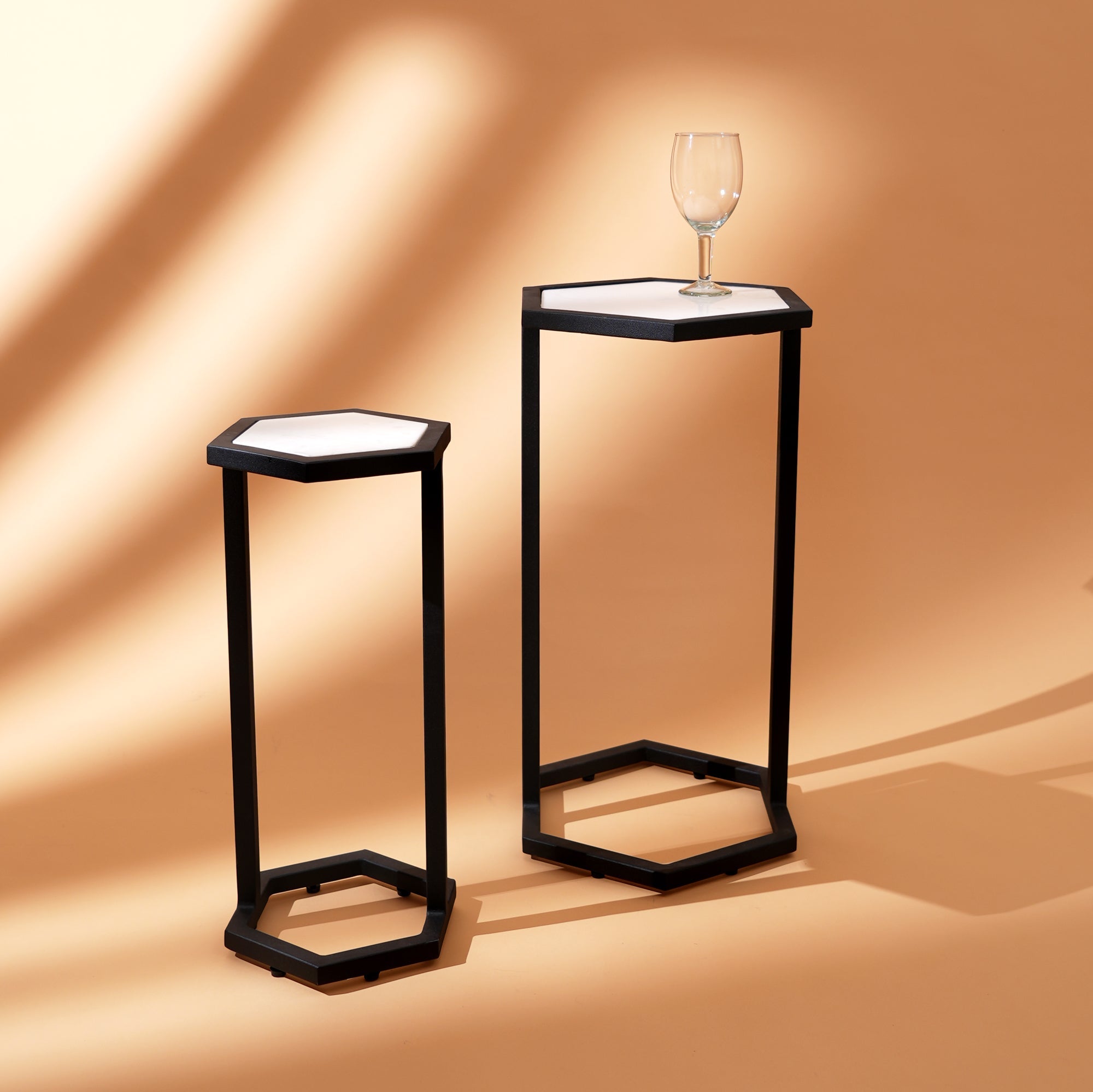 Nesting Tables | Marble Side Tables | Set of 2 End Tables | Modern Living Room Decor