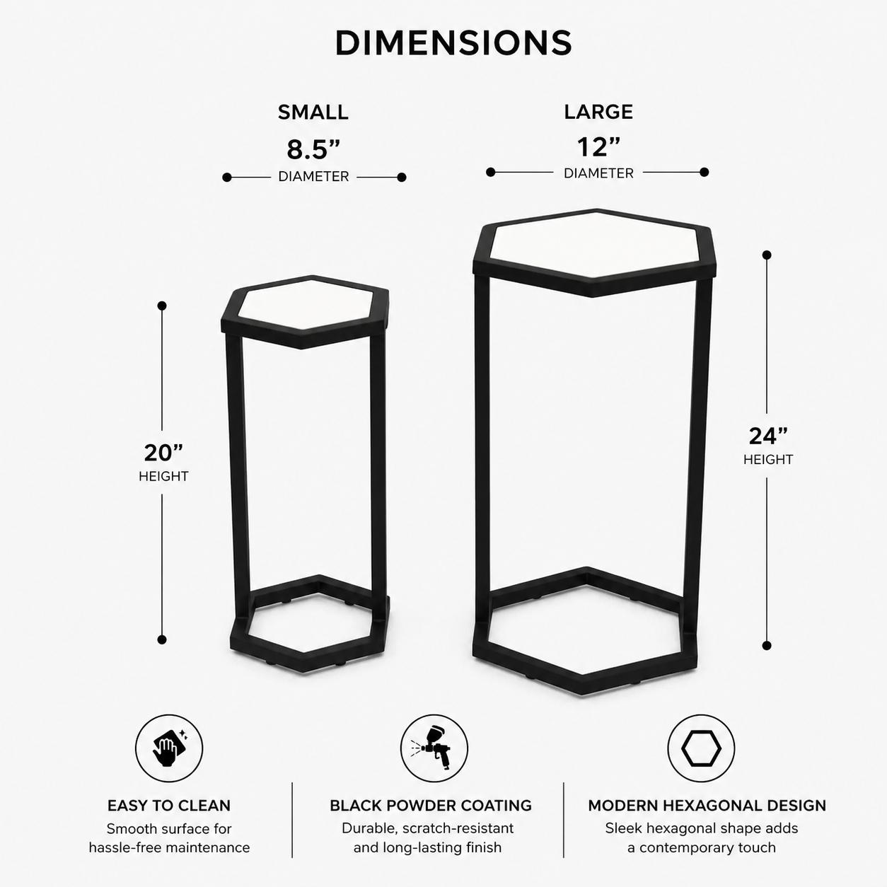 Nesting Tables | Marble Side Tables | Set of 2 End Tables | Modern Living Room Decor