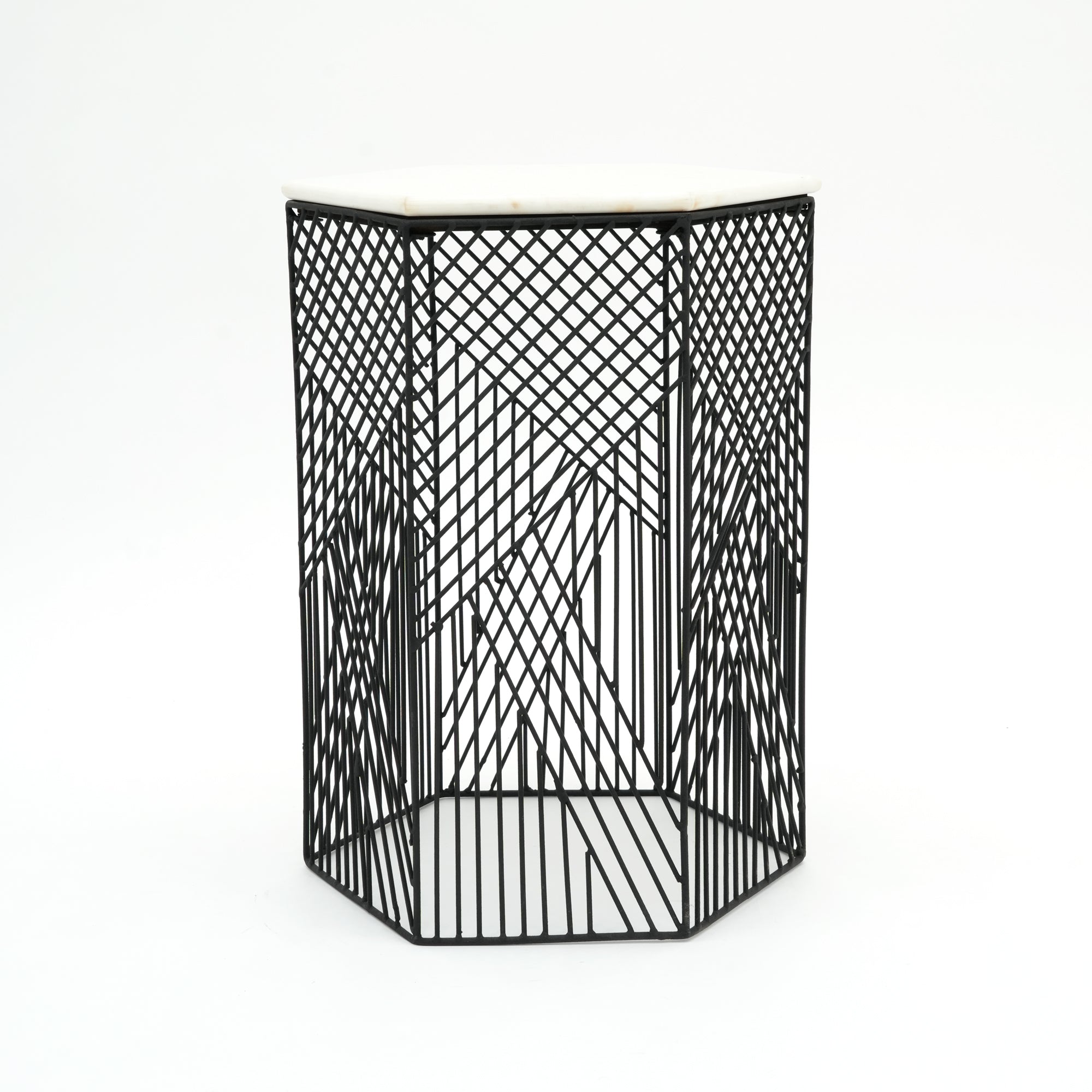 Hexagon Marble Nested Side Tables | 2-Piece Set | Stylish Living Room Accent