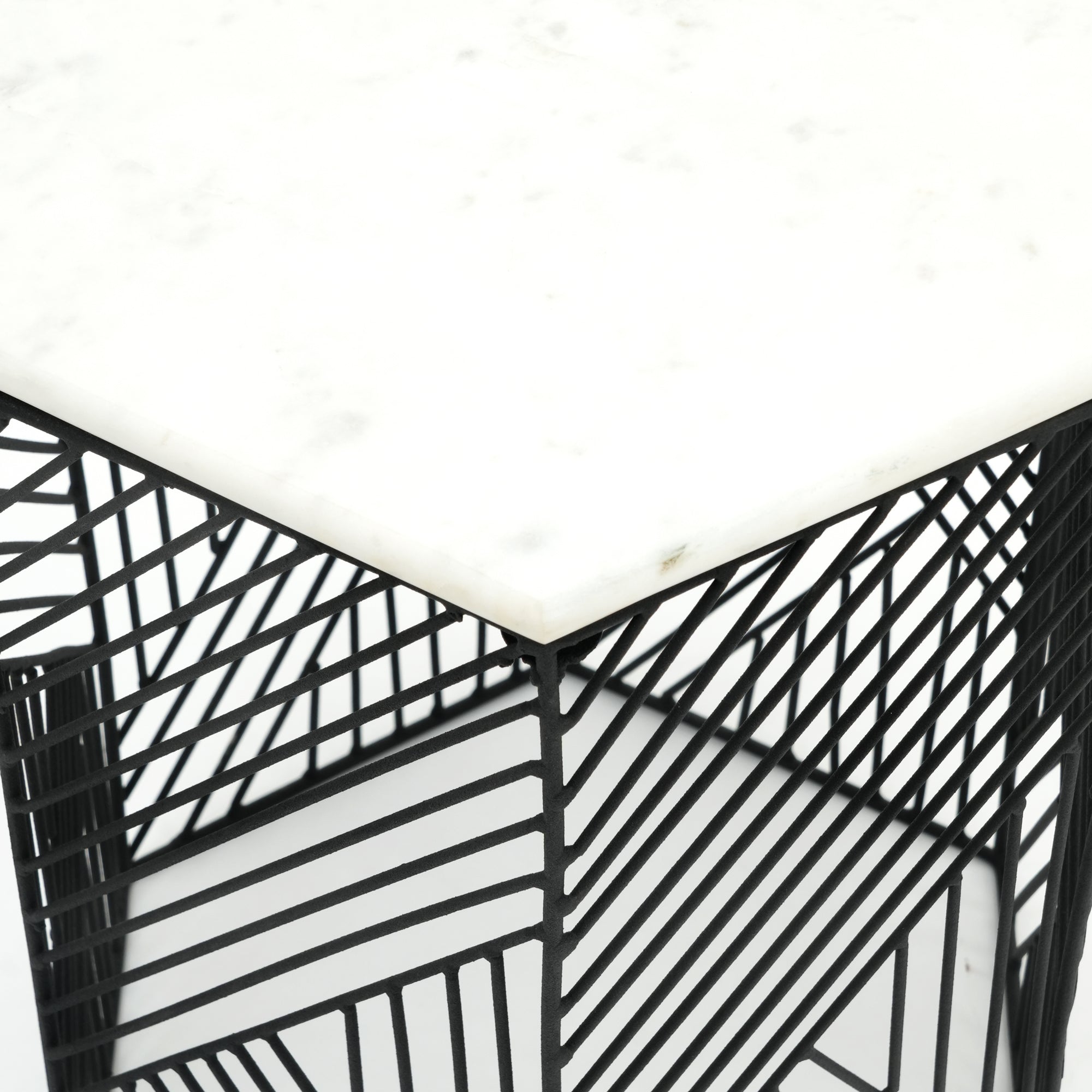 Hexagon Marble Nested Side Tables | 2-Piece Set | Stylish Living Room Accent