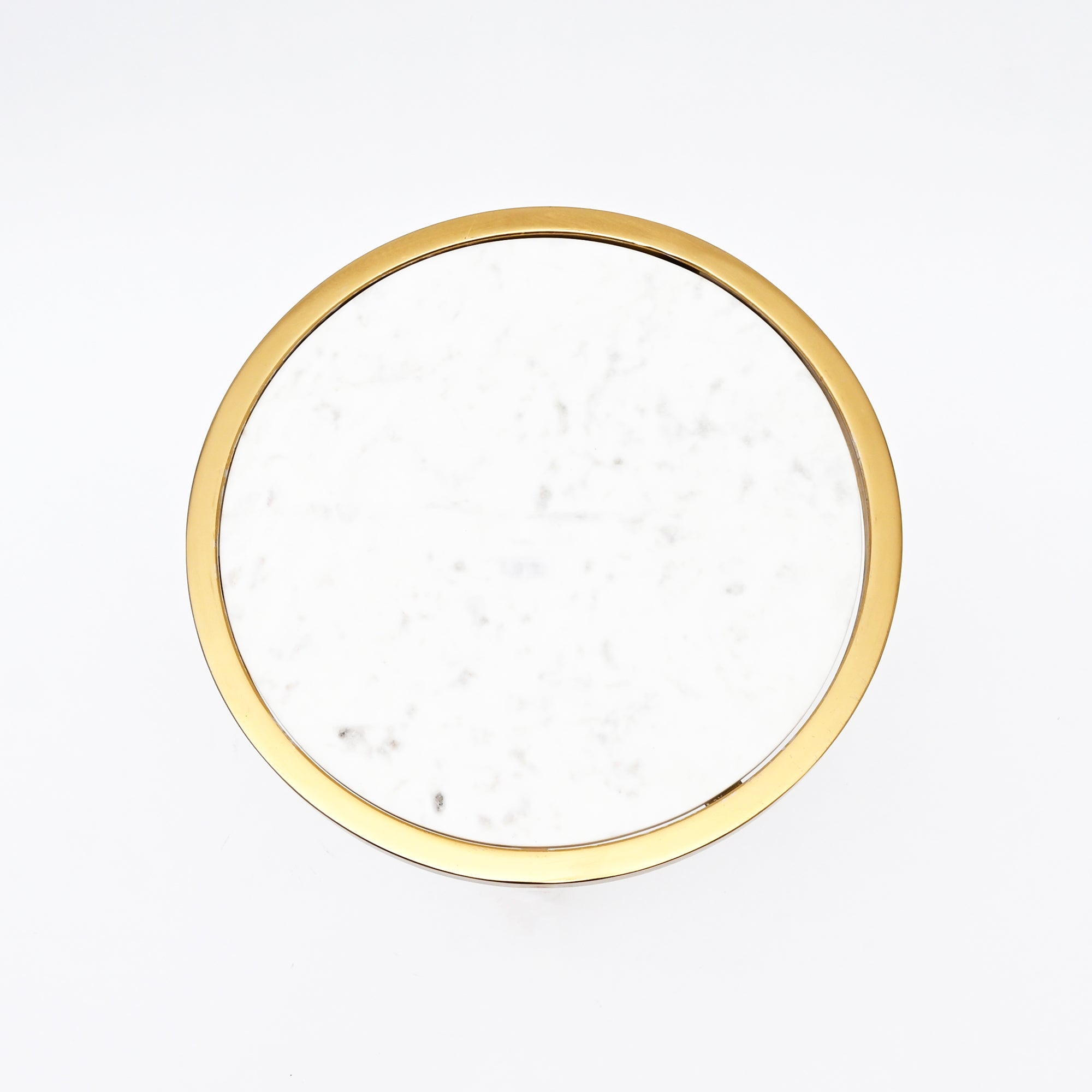Round Marble Top Side Table | Gold Metal Frame | End Table | Accent Furniture