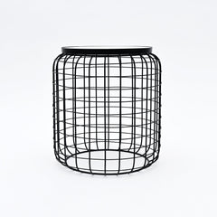 Marble End Table | Round Side Table | Black Metal Frame | Modern Living Room Decor