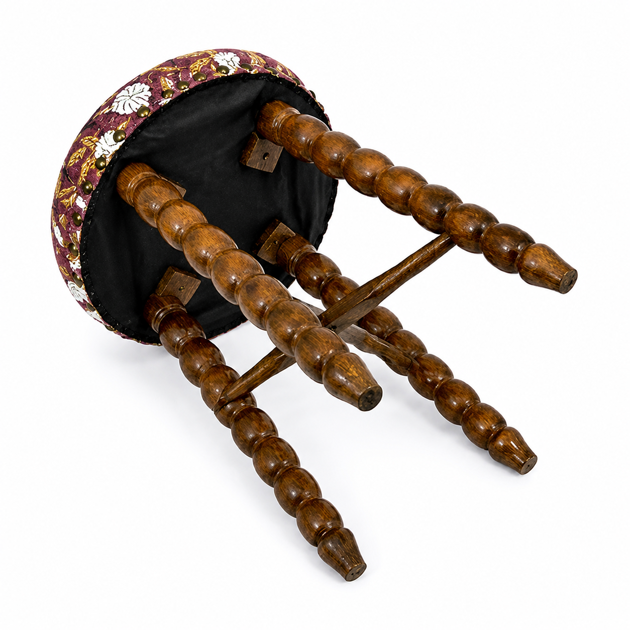 Spindle Upholstered Bar Stool with Solid Acacia Wood