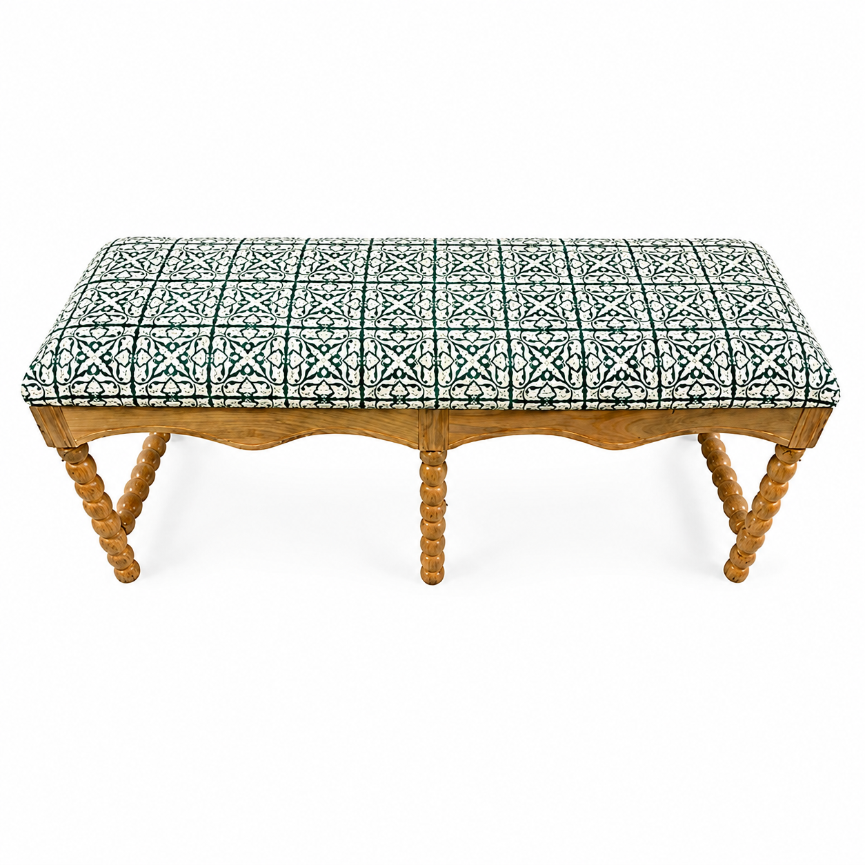 Cotswold Spindle Upholstered Bench with Acacia Wood Frame