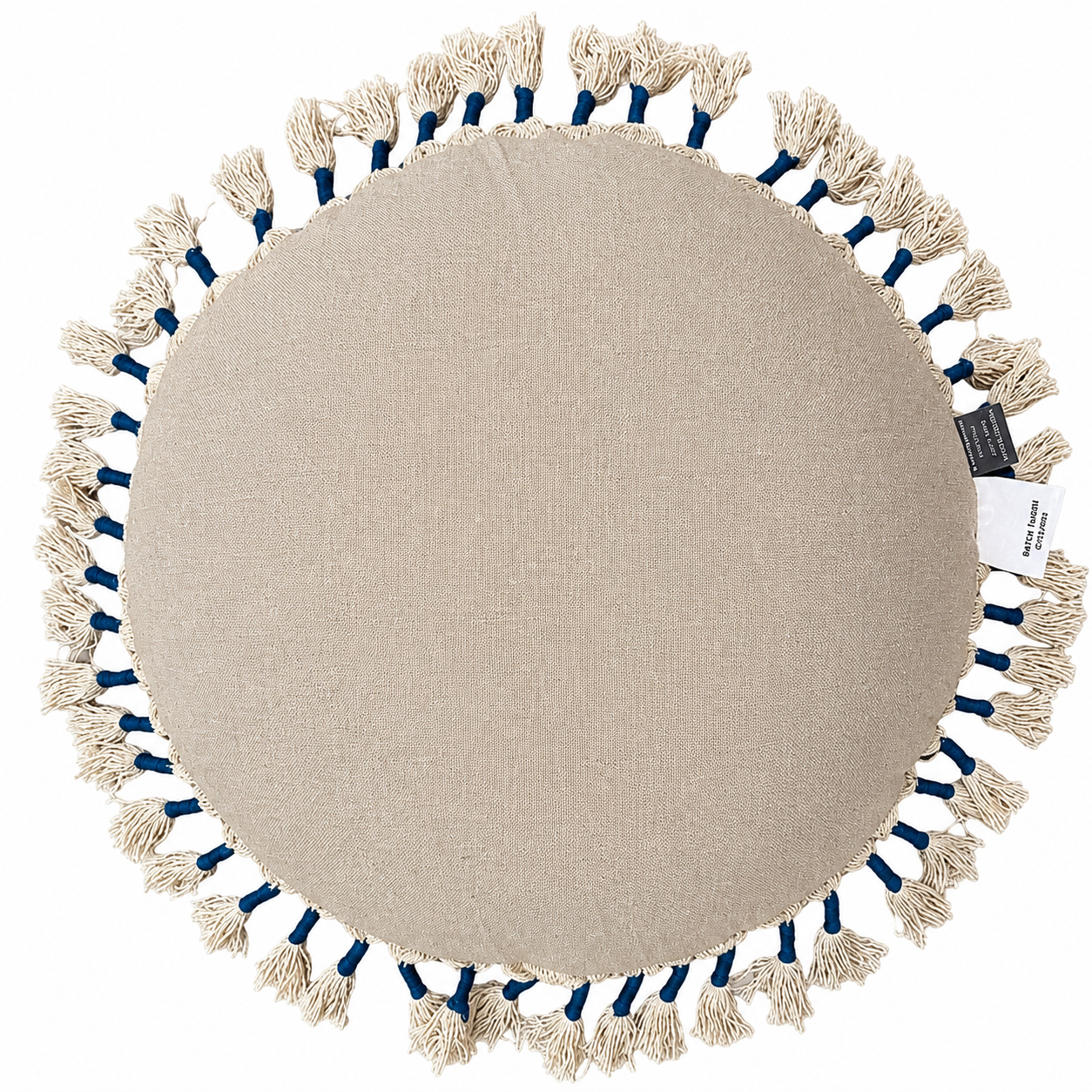 Printed Round Floor Pillow with Tassels, 20x20x3.5"